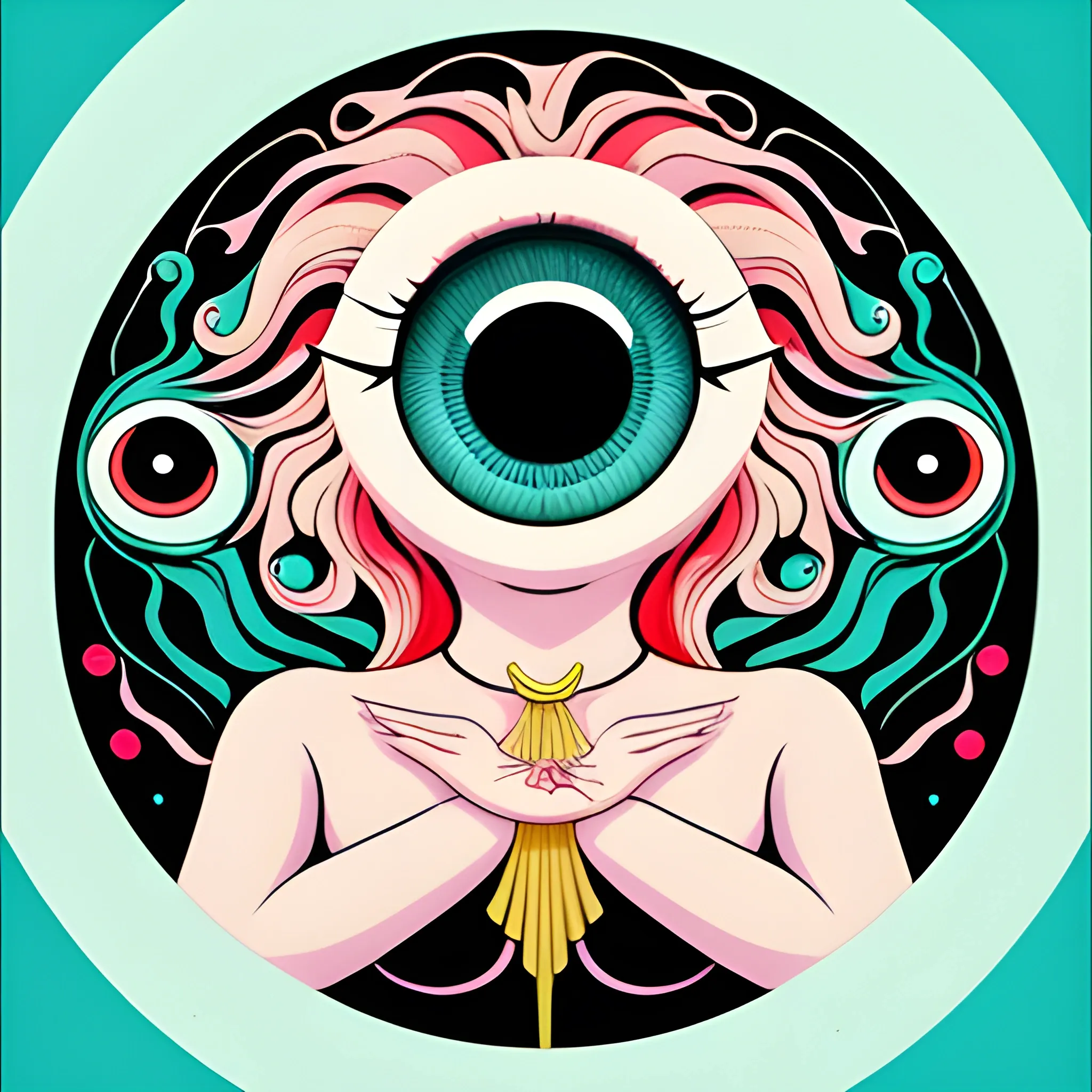 a swan with a giant eye on the body and that tears from that eye give rise to new swans, a pop surrealism style, and as if it were a color drawing from the 17th century, behance contest winner, great definition