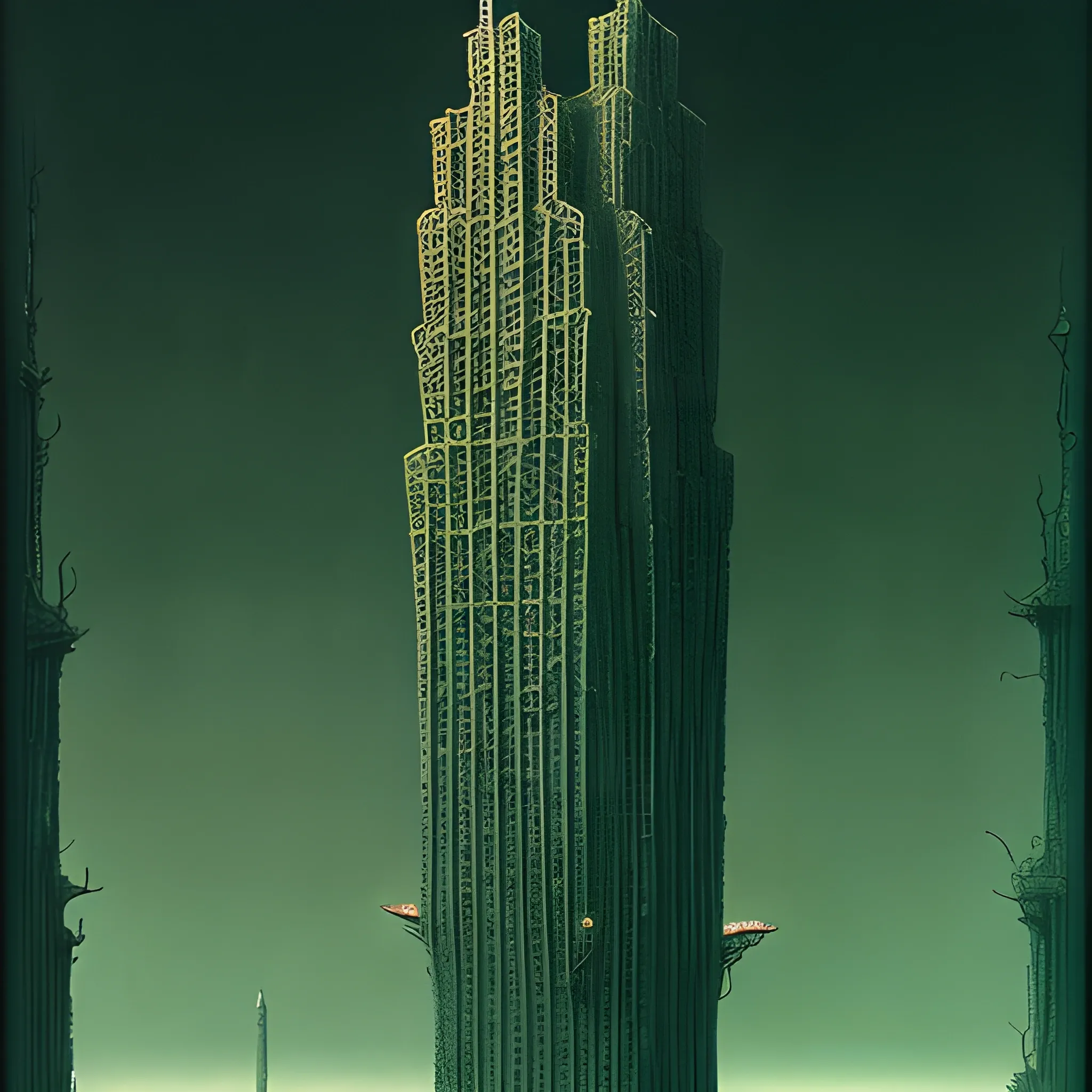 Flesh Skyscraper in style of Zdzislaw Beksinski