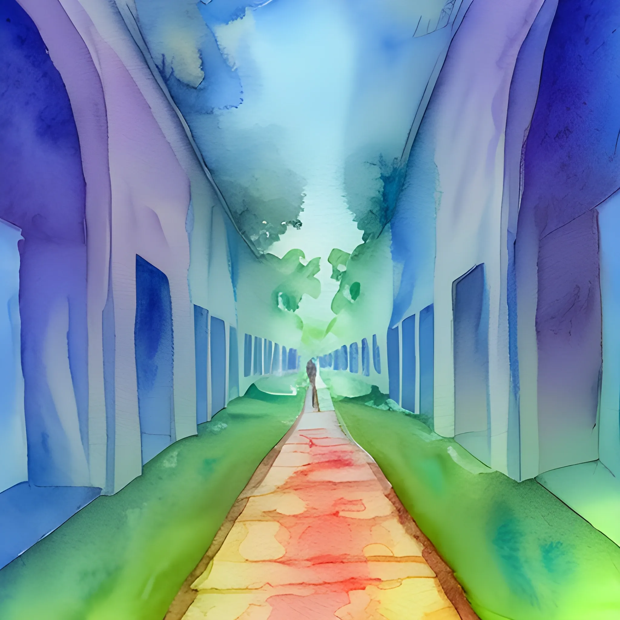 Pathway, man, from the Balg forum, Water Color, Trippy