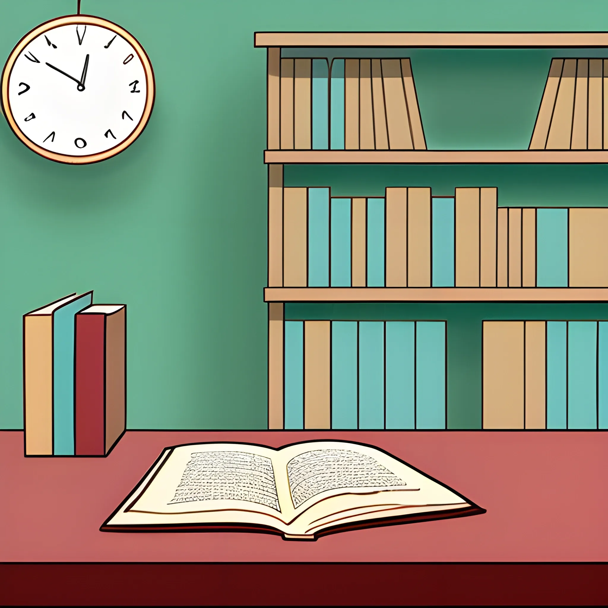 A Cartoon Image Of A Book On A Table The Background Is In A Study Room 