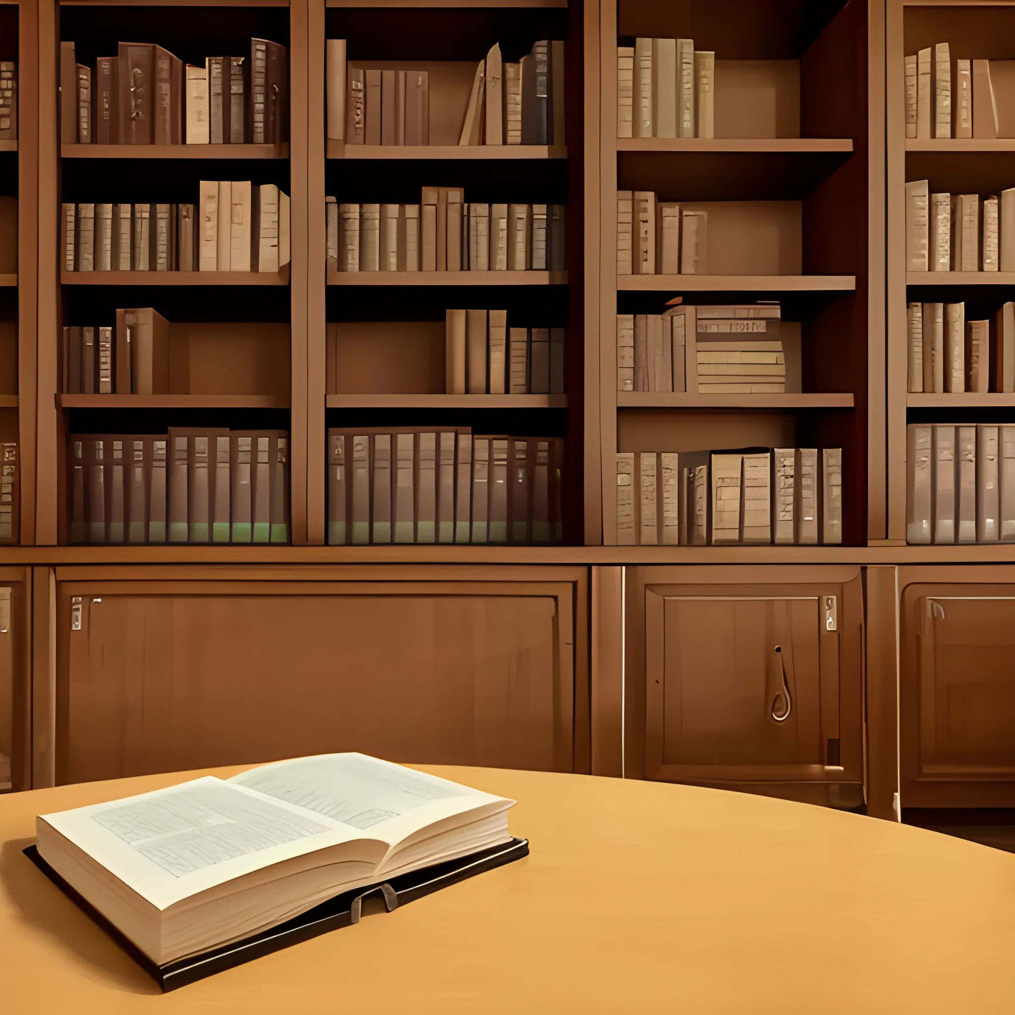 a study room with one closed book on the table. 