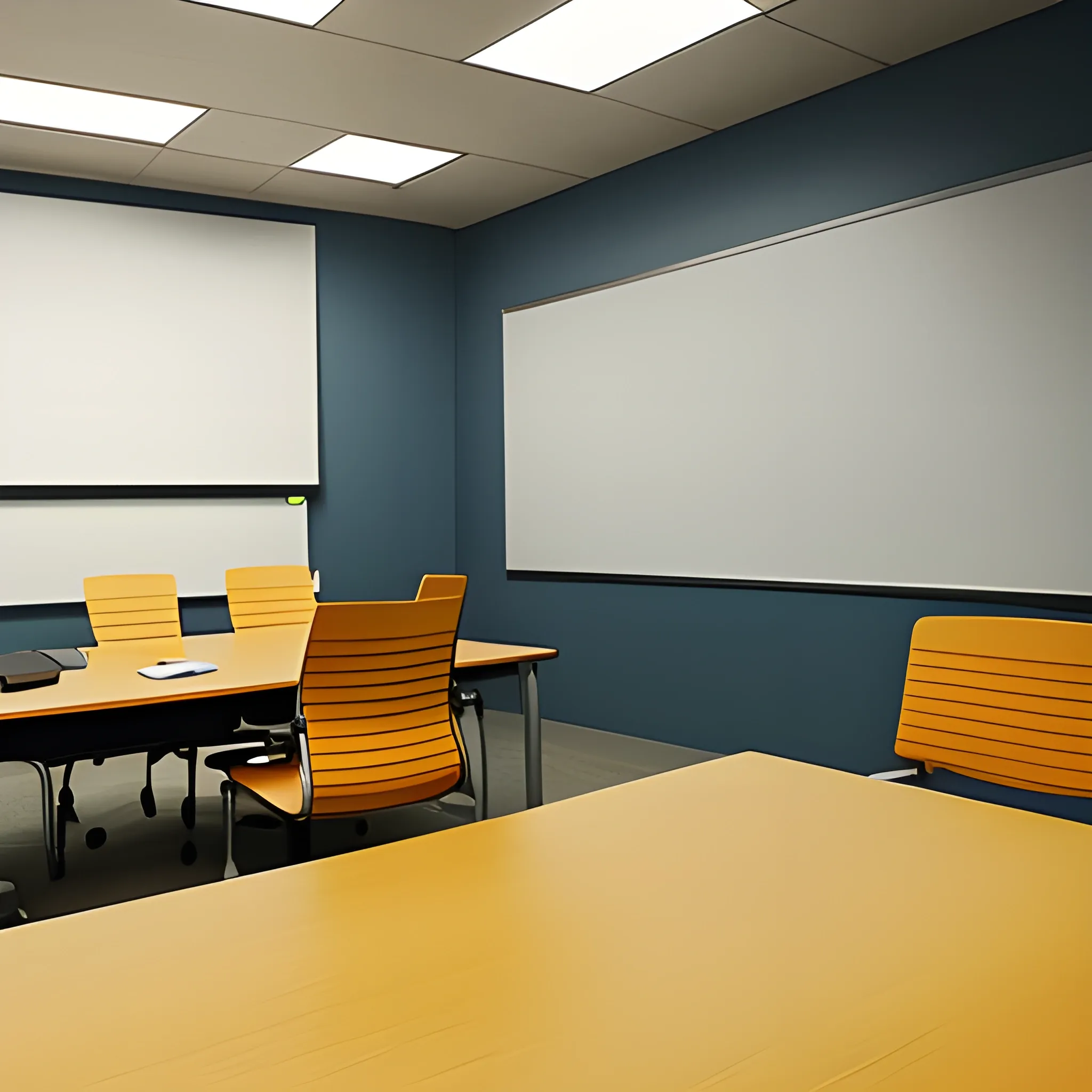 A picture of a study room. In the study room, there is a pencil 
on the desk. 