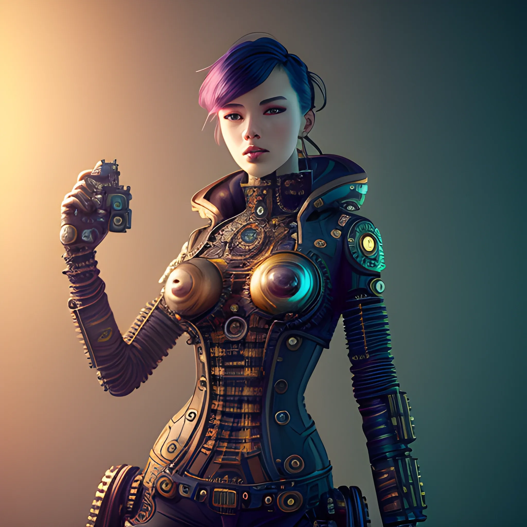 confident female steampunk photographer, full body portrait, well lit, intricate abstract. cyberpunk, intricate artwork, by tooth wu, wlop, beeple, dan mumford. concept art, octane render, trending on artstation, greg rutkowski very coherent symmetrical artwork. cinematic, key art,
hyper realism, high detail, octane render, 8 k, Cartoon