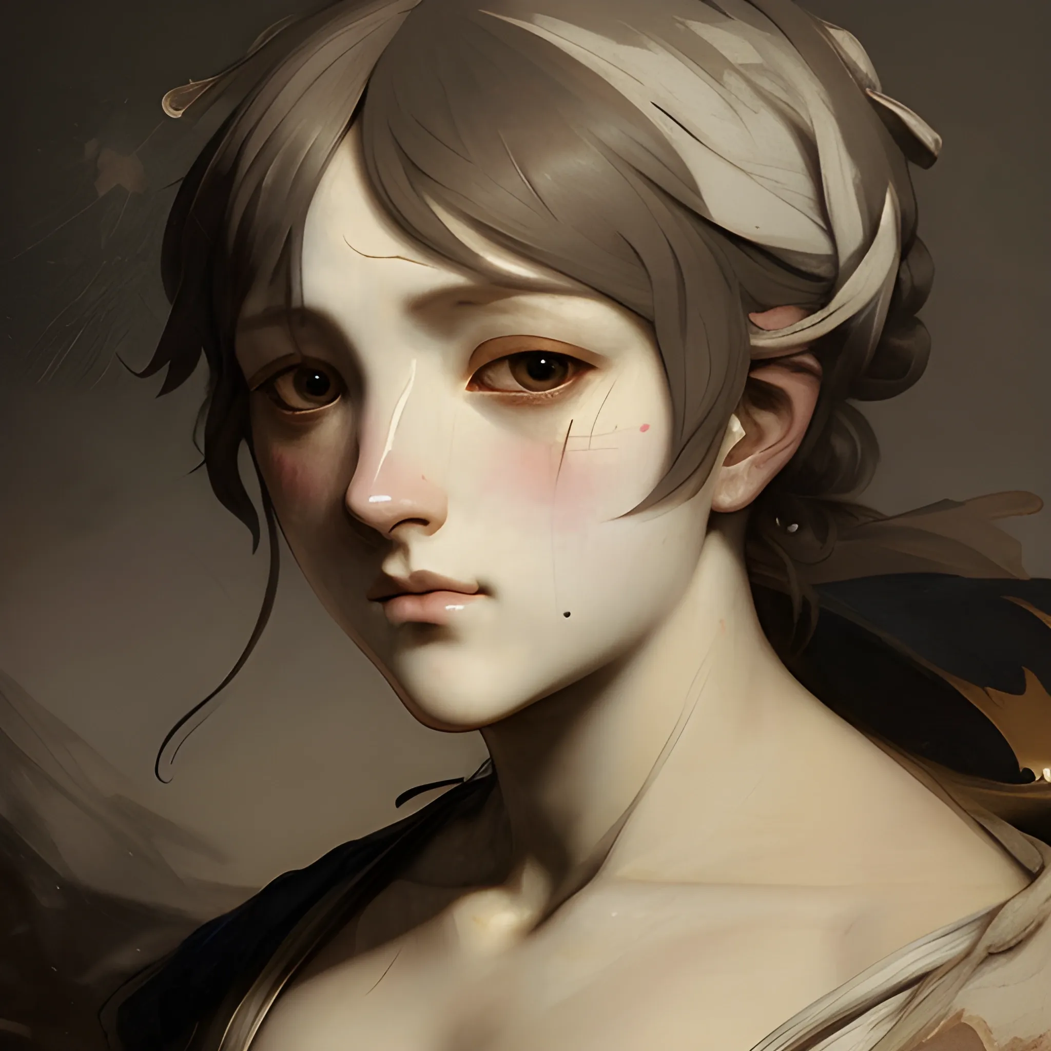 painting by Théodore Géricault, female, face anime japanese, manga, trending on artstation, featured on pixiv, cinematic composition, extreme detail, ((masterpiece)), (detailed), 
