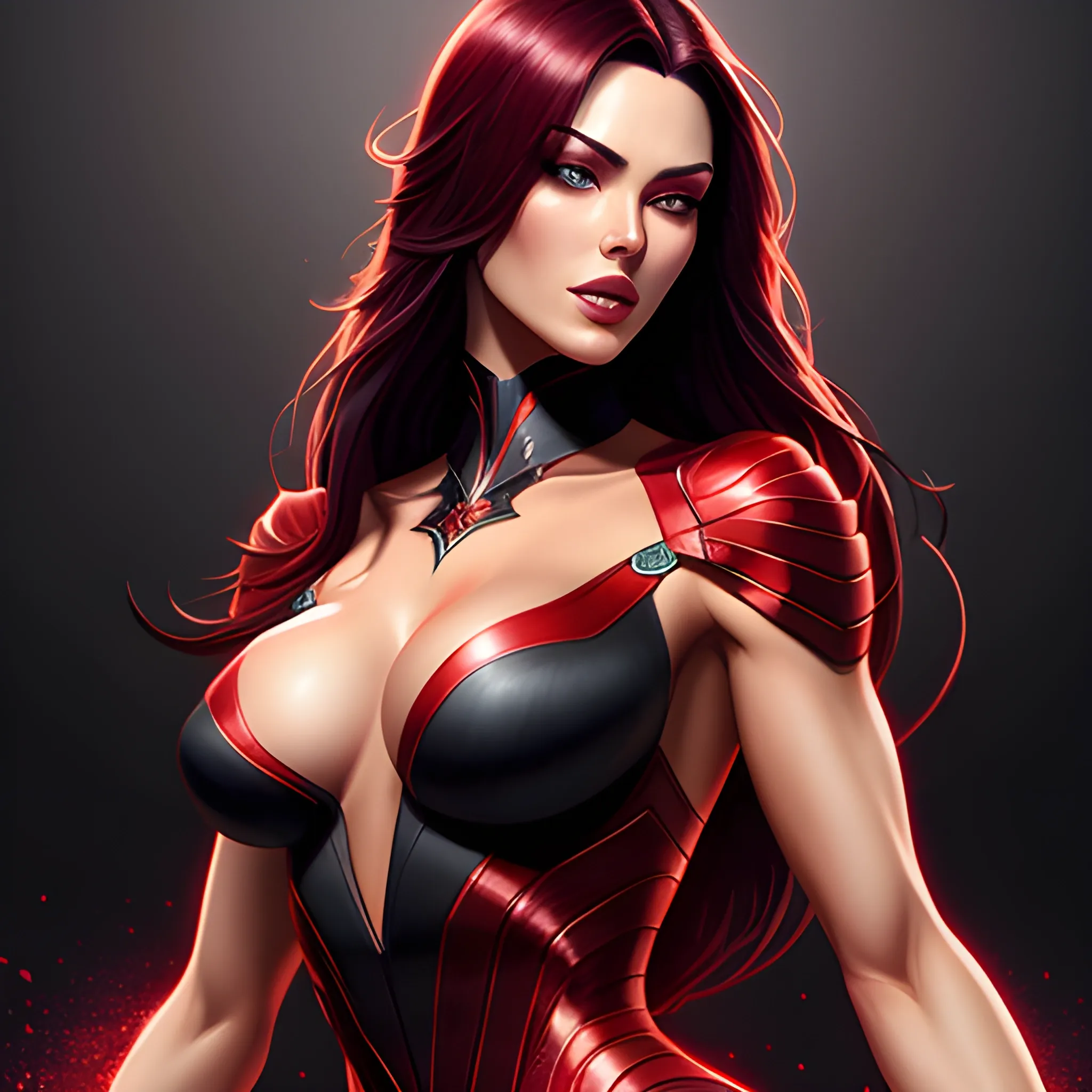  Jean-Baptiste Lallemand, Beautiful girl in dynamic pose, high detail, red scene, hauntingly beautiful illustration dark straight hair, luxurious diamonds , artgerm, 8K, RAW, featured in artstation, 