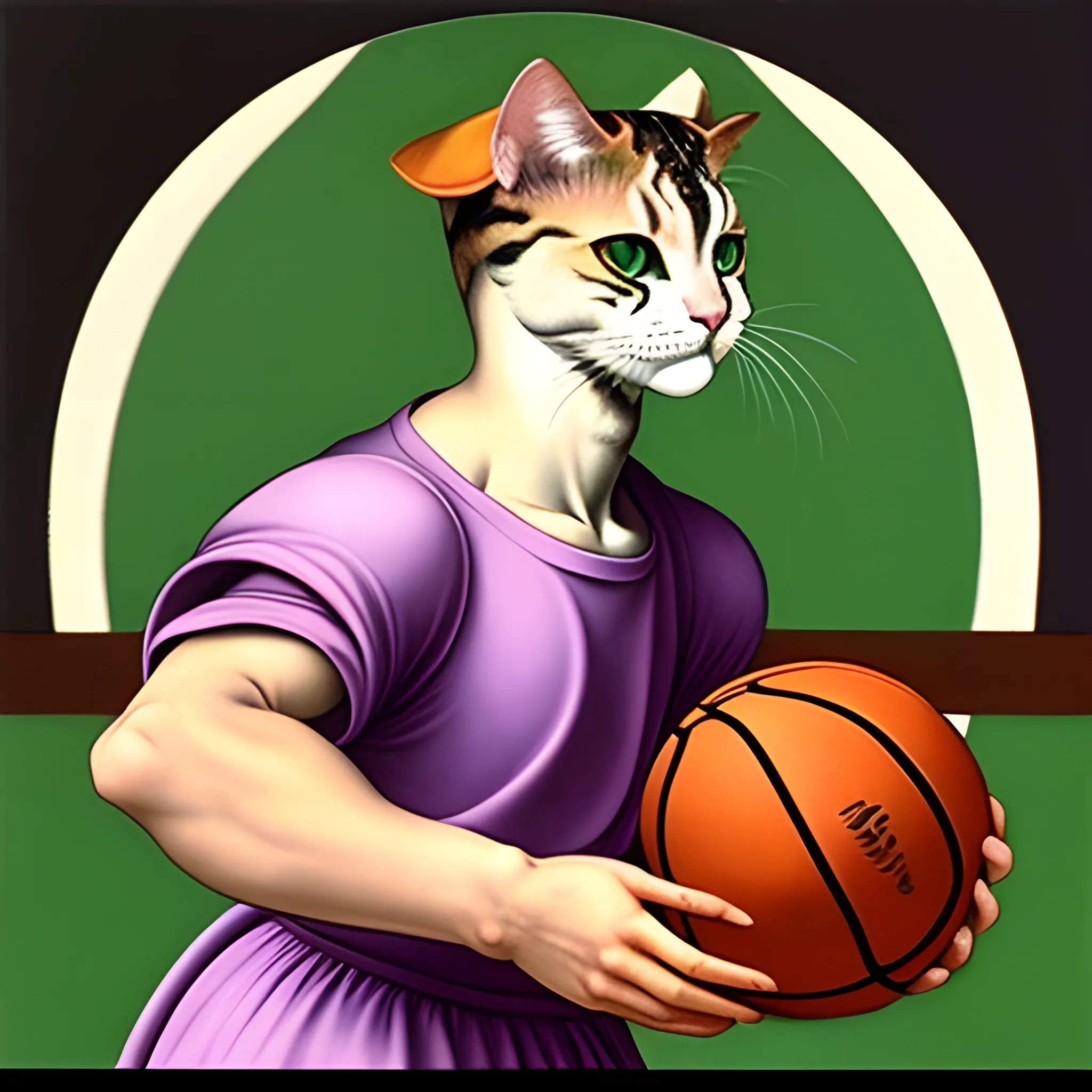 Michelangelo true aesthetics, cat playing basketball