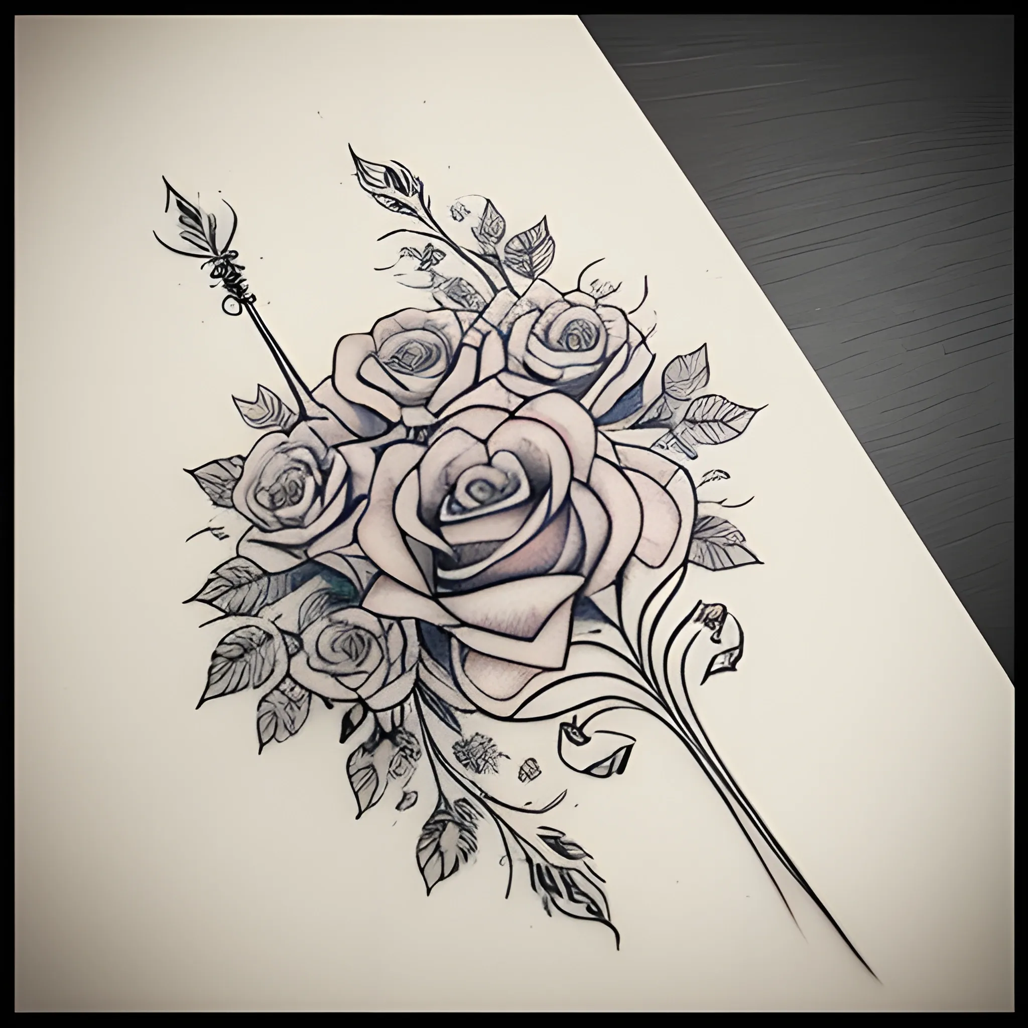 Small Size Sketch Flower Waterproof Temporary Tattoos, Black Minimalist Rose  Pattern Female, Body Art Hand Finger Tattoo Sticker - AliExpress
