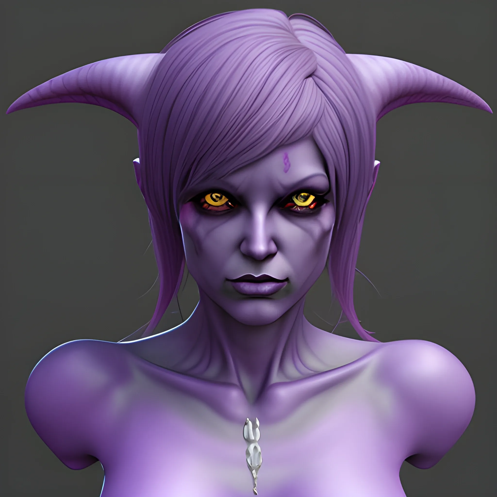 , 3D, create a mix between a human and Lilith the first demon, realistic, moderb