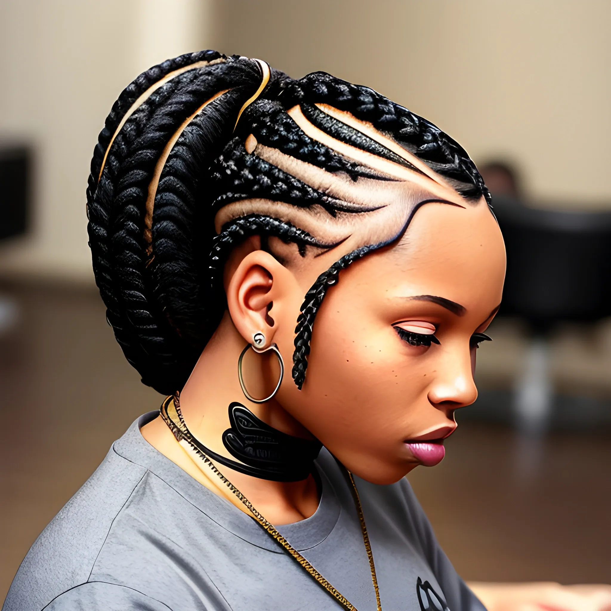 African American male and female, handsome, braided hairstyle, hip hop style, 3D