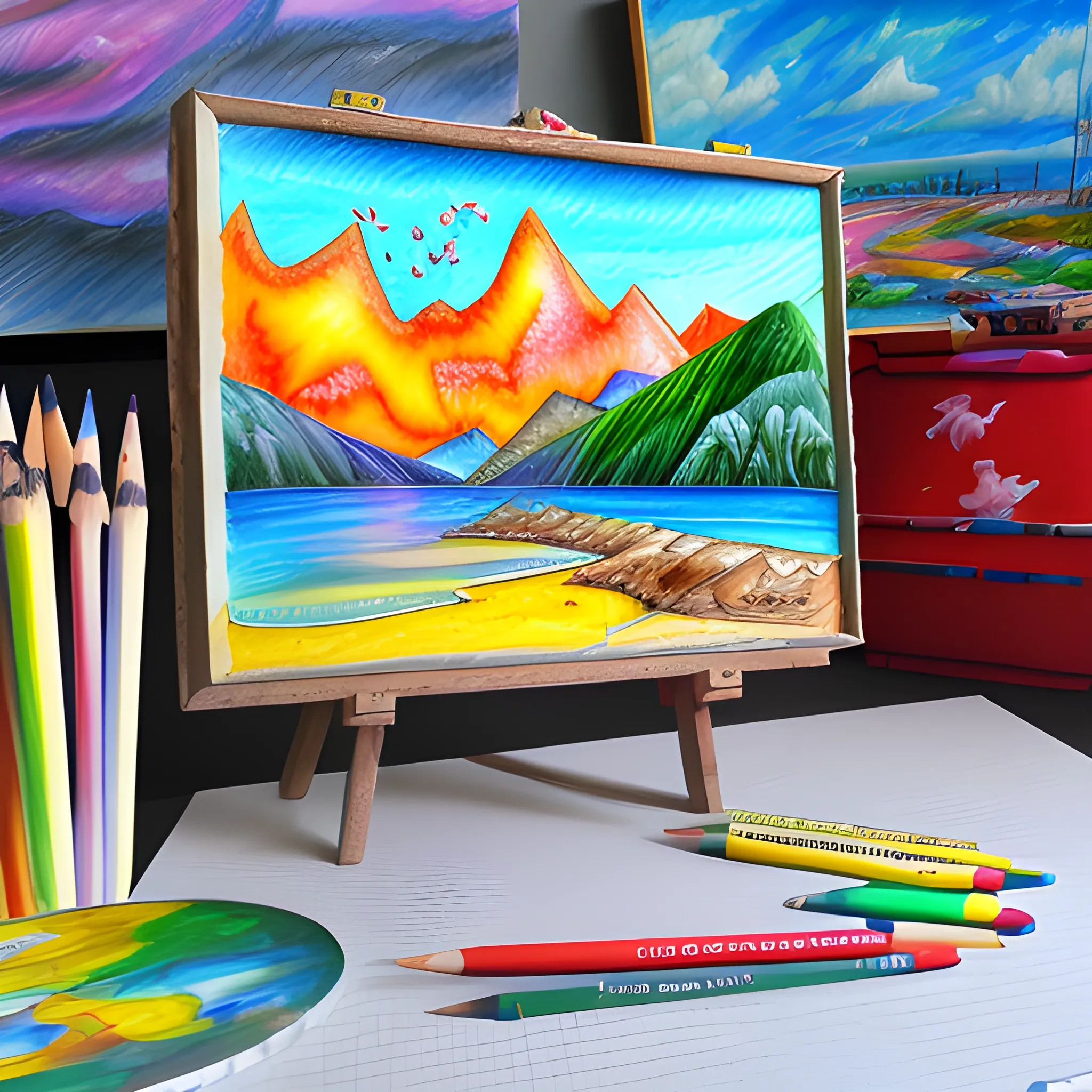 paisaje, 3D, Cartoon, Trippy, Oil Painting, Water Color, Pencil Sketch, 3D