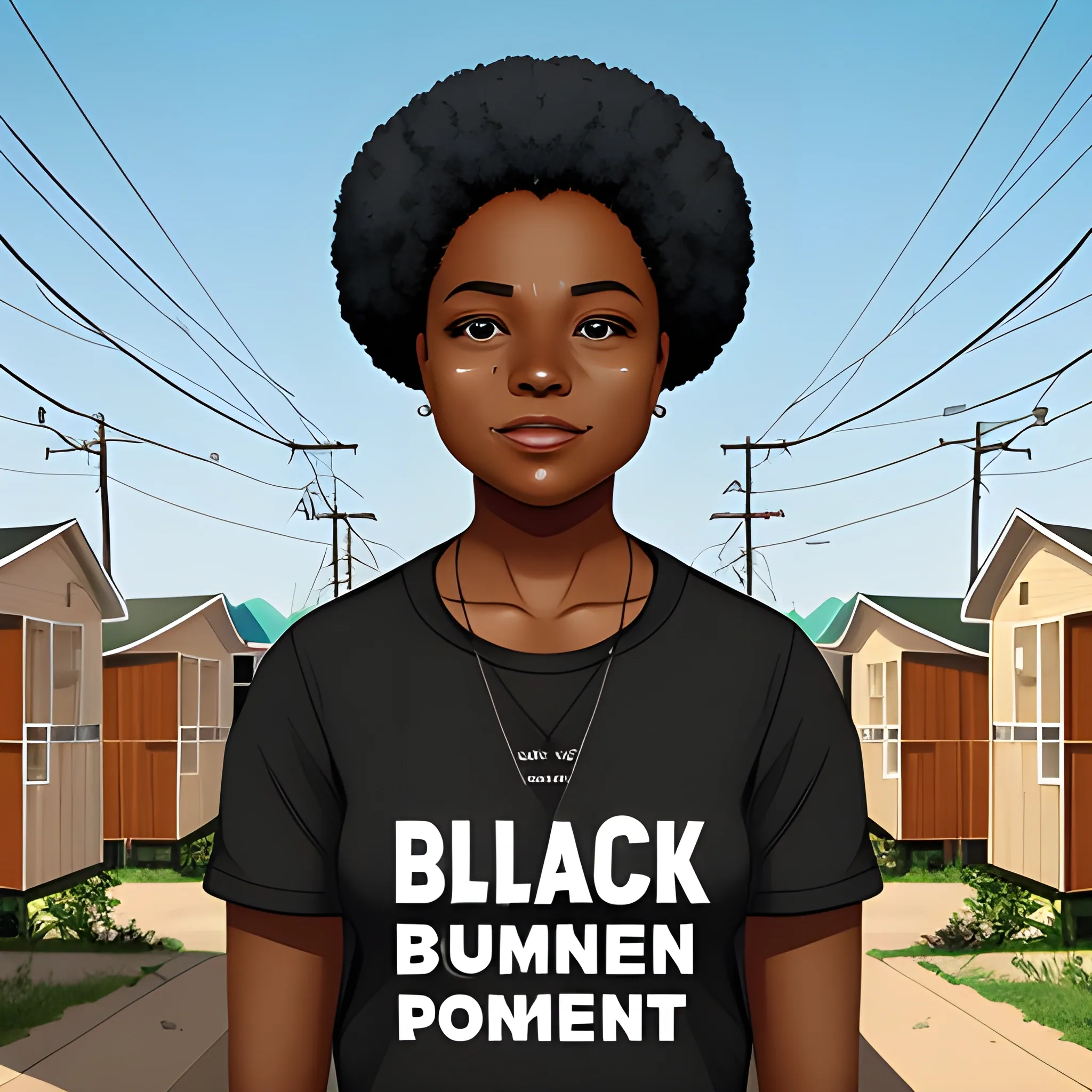 a black community in an informal housing project, a character portrait by Lari Pittman, behance contest winner, digital art, 