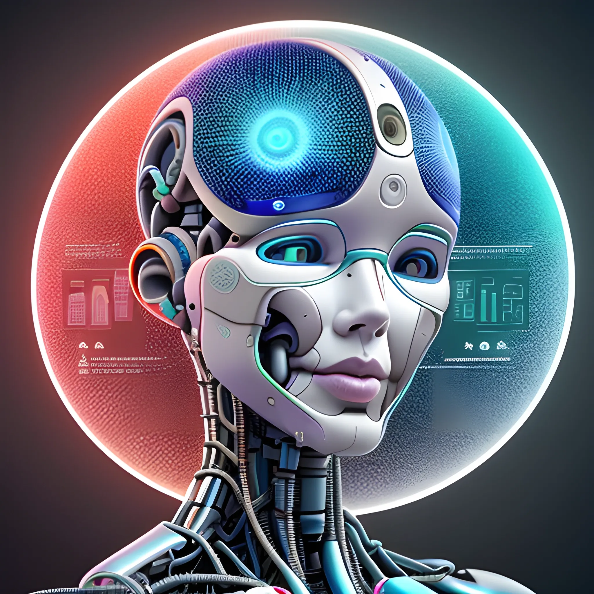 Ethics metaphor people, artificial intelligence around the concept oand how it is implemented to technology is the naturalistic background, contrast, colorful polychromy, ultra detailed, ultra quality, 
, 3D