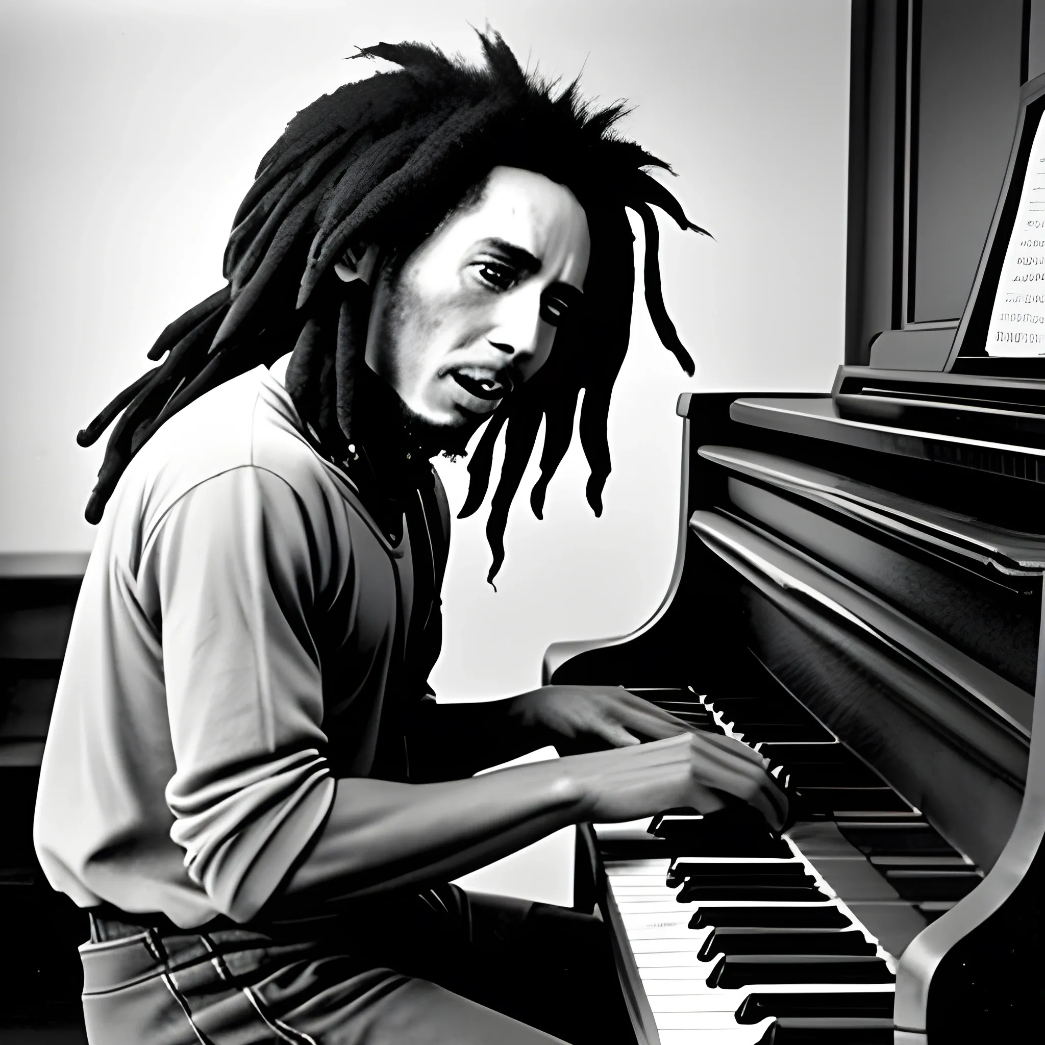 Bob Marley plays the piano