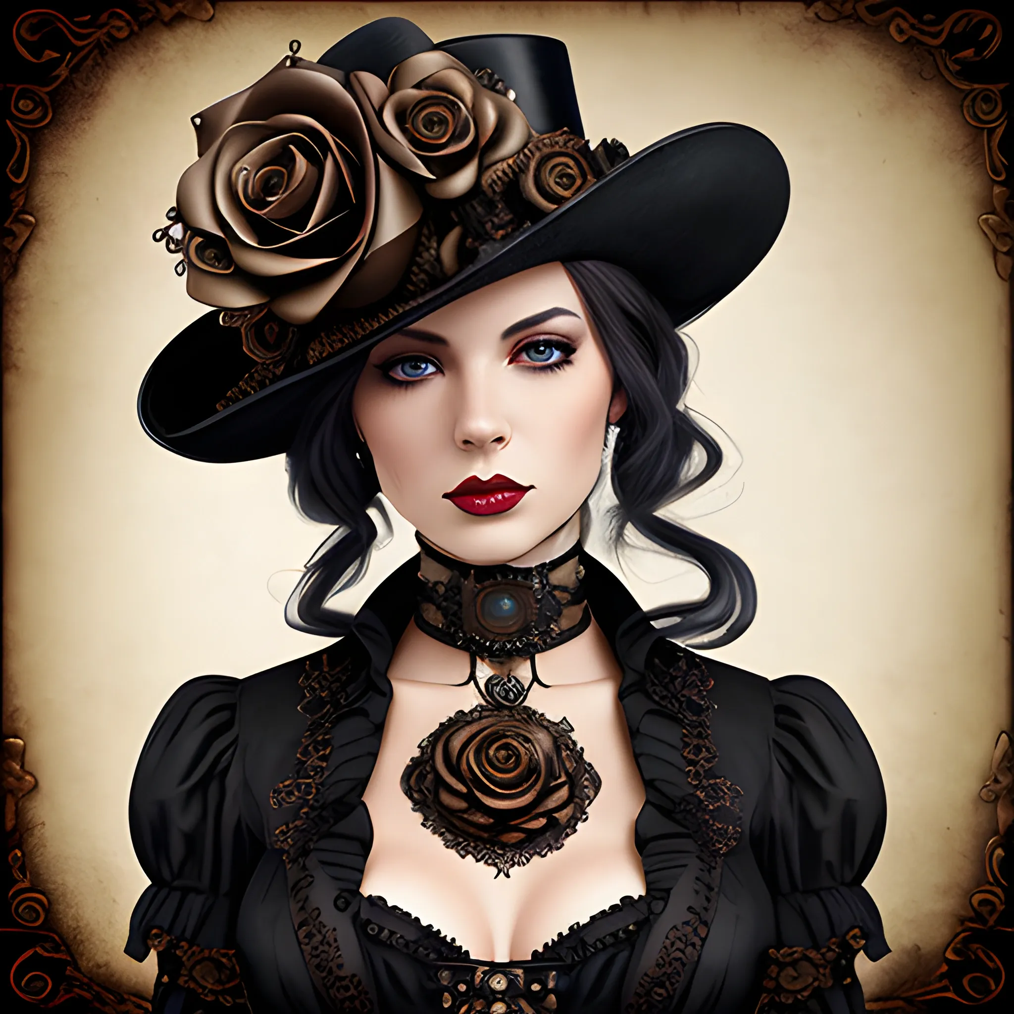 Steampunk Black Roses