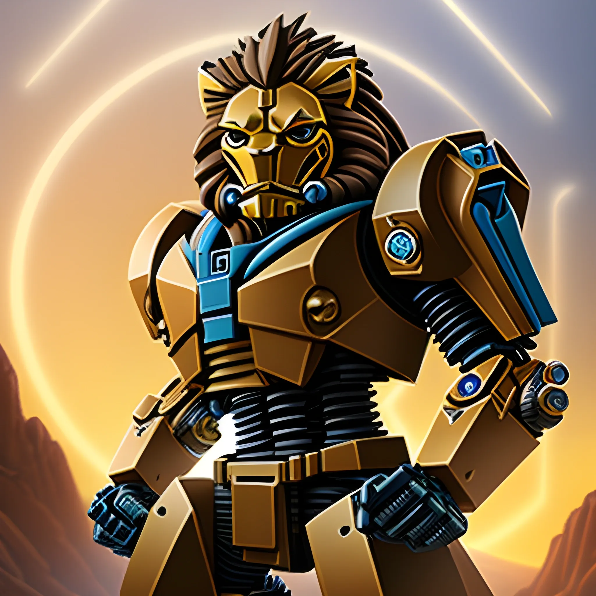 bionicle knight with a lion shaped mask
