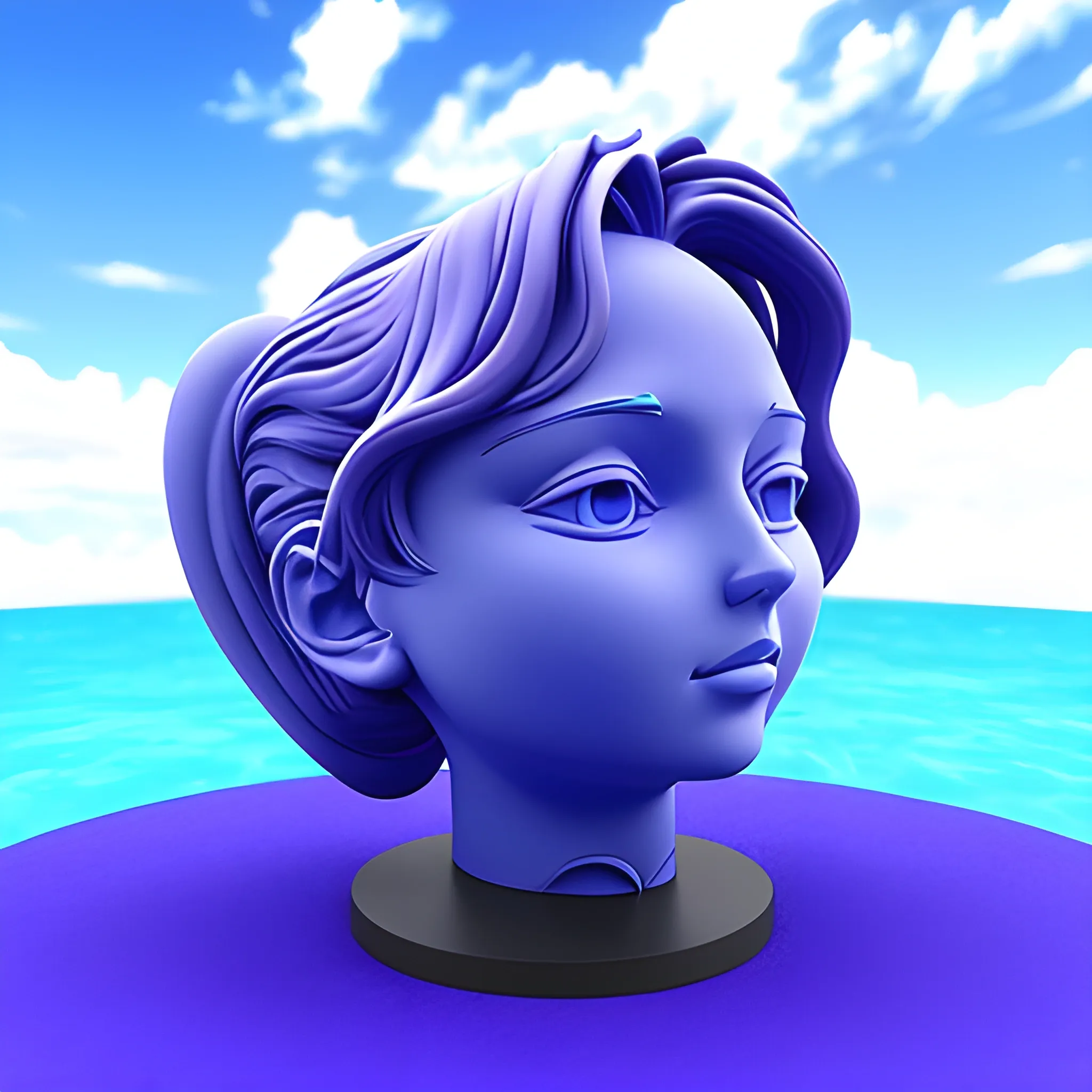 3D sculpture, Sky, art, blue, camaïeu, purple blue, electronic, underwater, anime