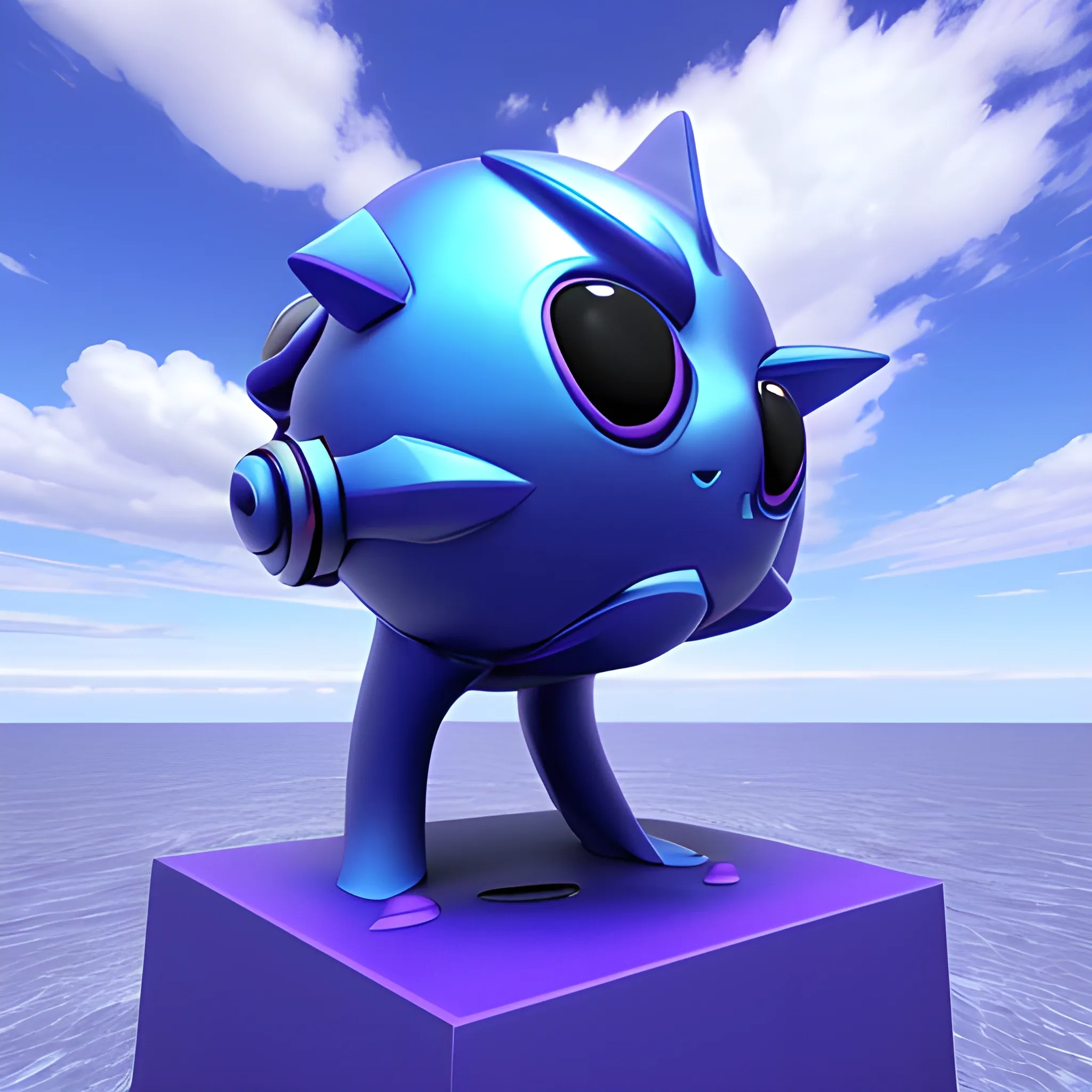 3D sculpture, Sky, art, blue, camaïeu, purple blue, electronic, underwater, anime, AXELERATOR, VRChat cock incident,VRC AXELERATOR