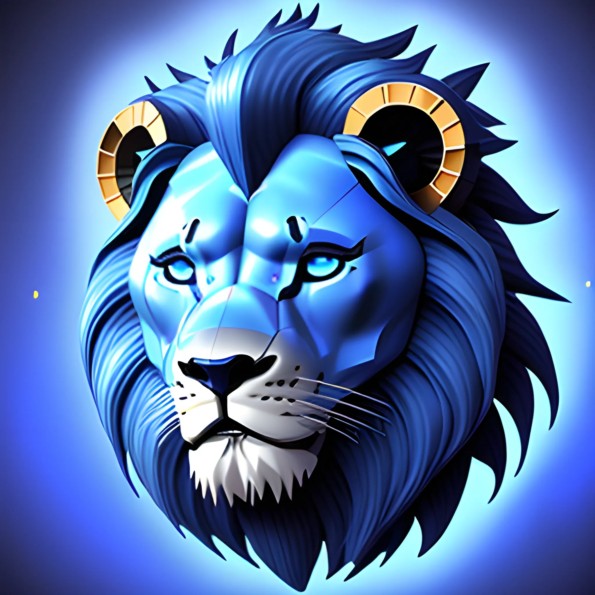blue robot lion head
