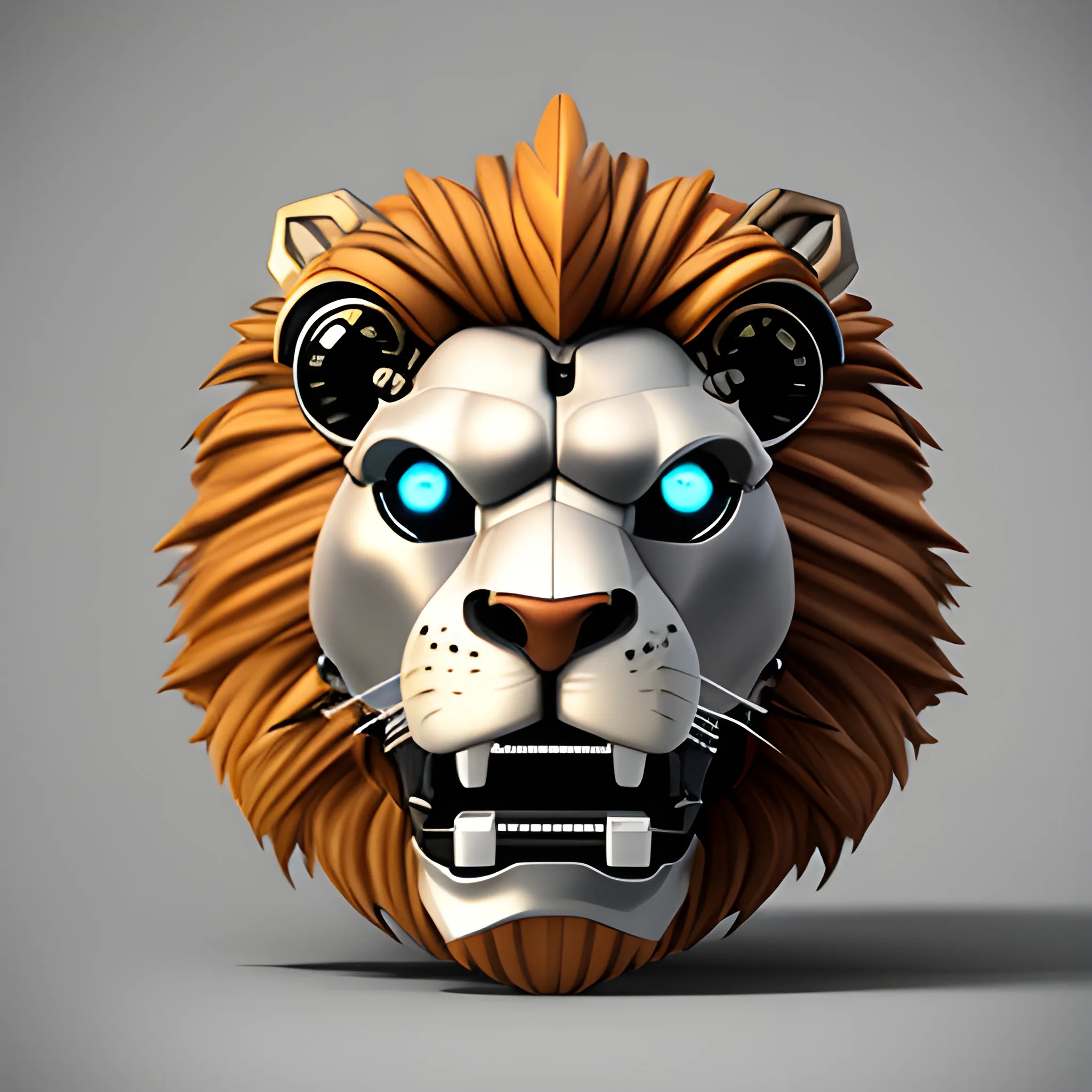 pirate robot lion head front view
