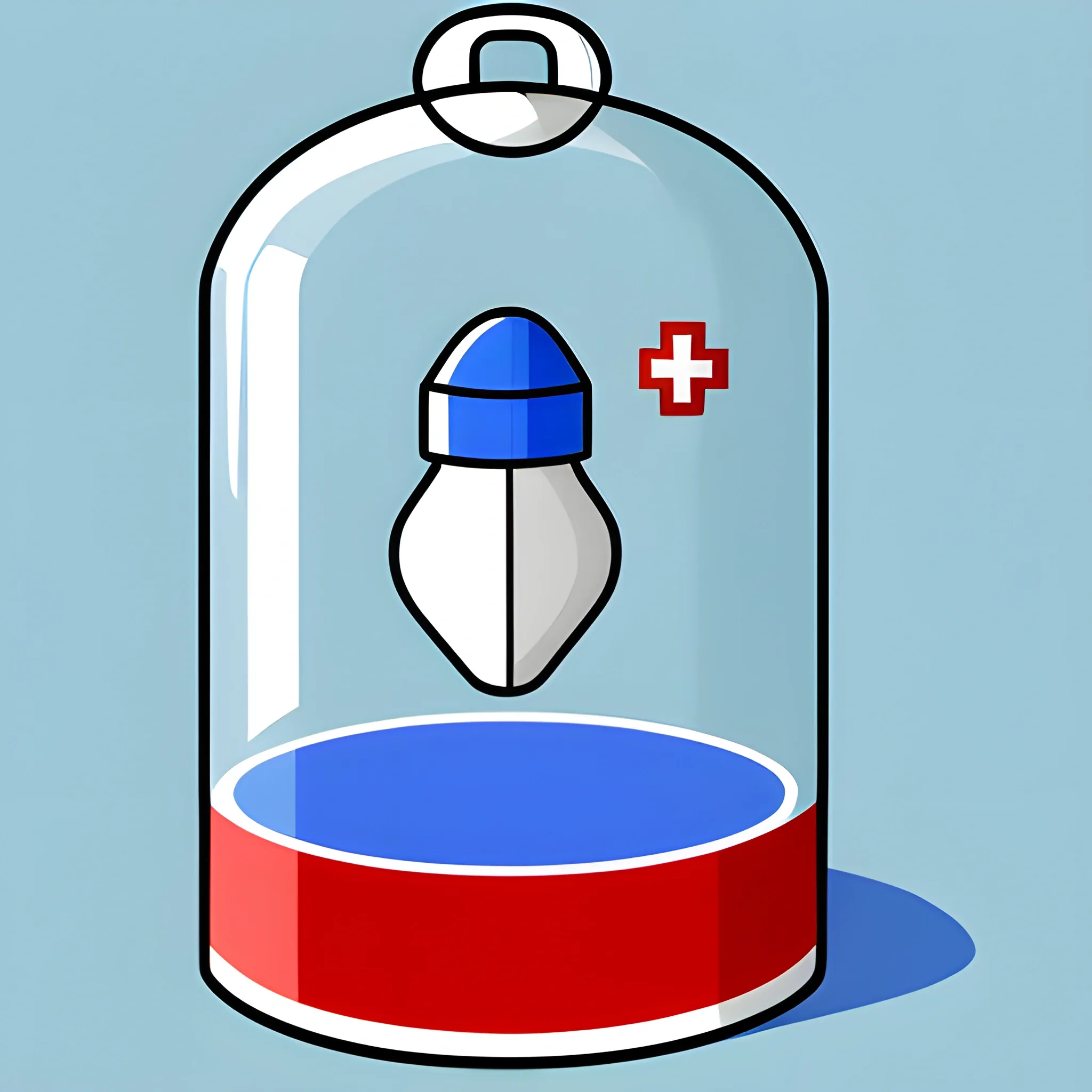 prompt/ medical capsule / blue and red 
, Cartoon