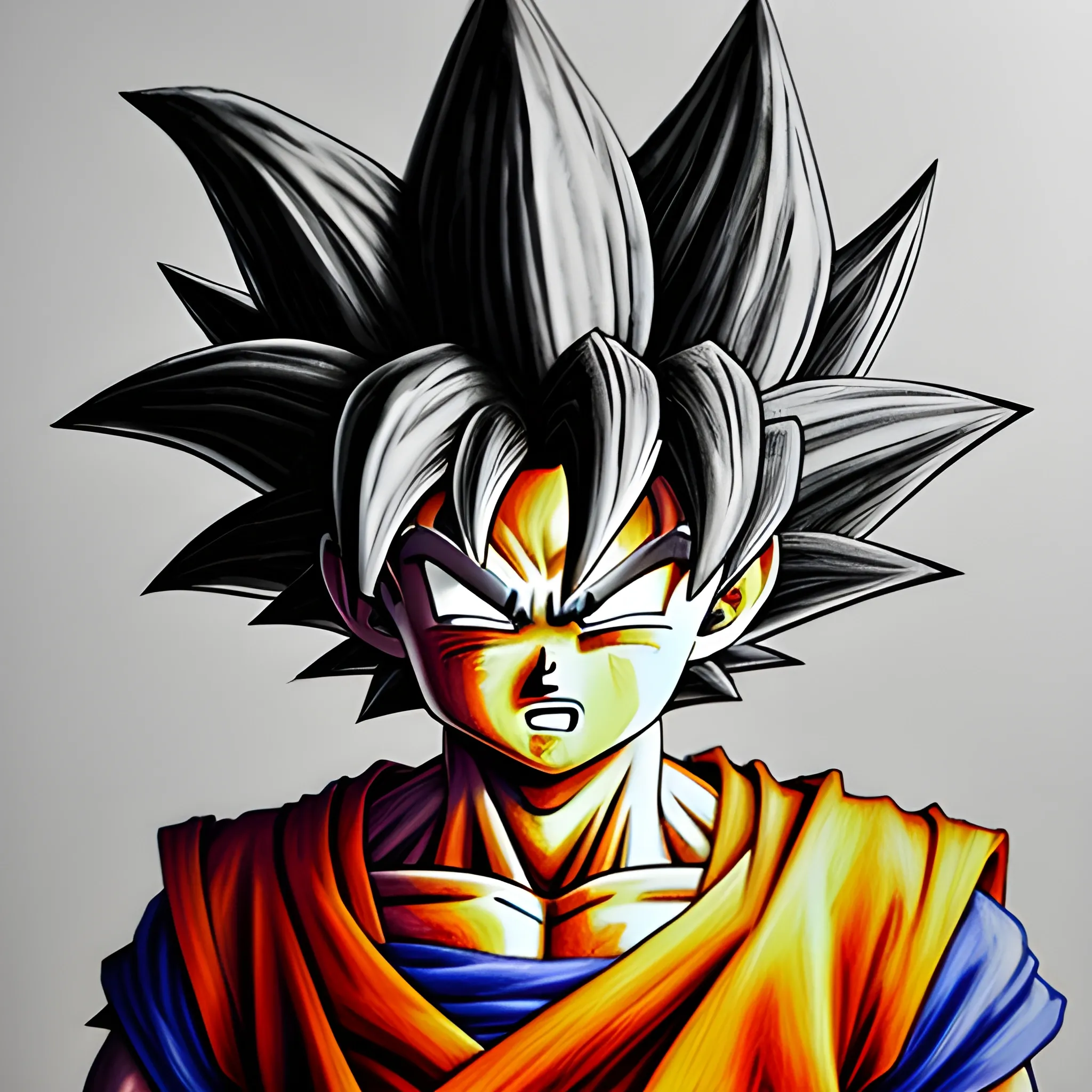 Goku super saiyanjin deus,soltando um came hame ha, 3D, Oil Painting, Pencil Sketch, Trippy, Cartoon, 