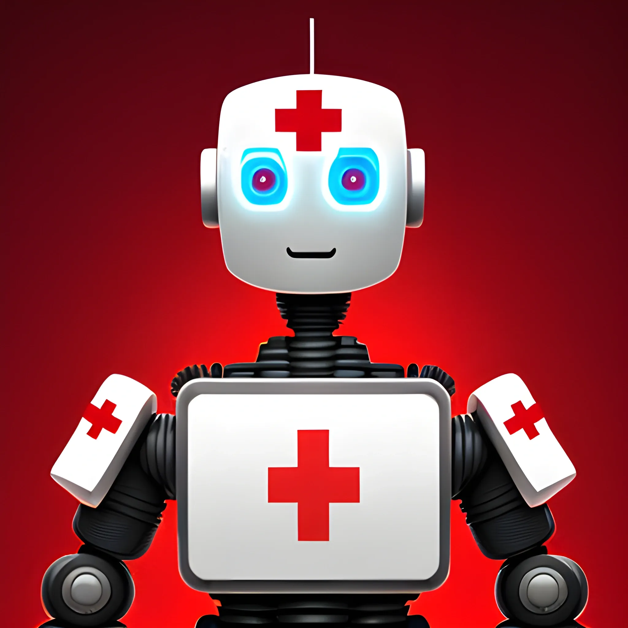 prompt/ robot with a red cross on his chest