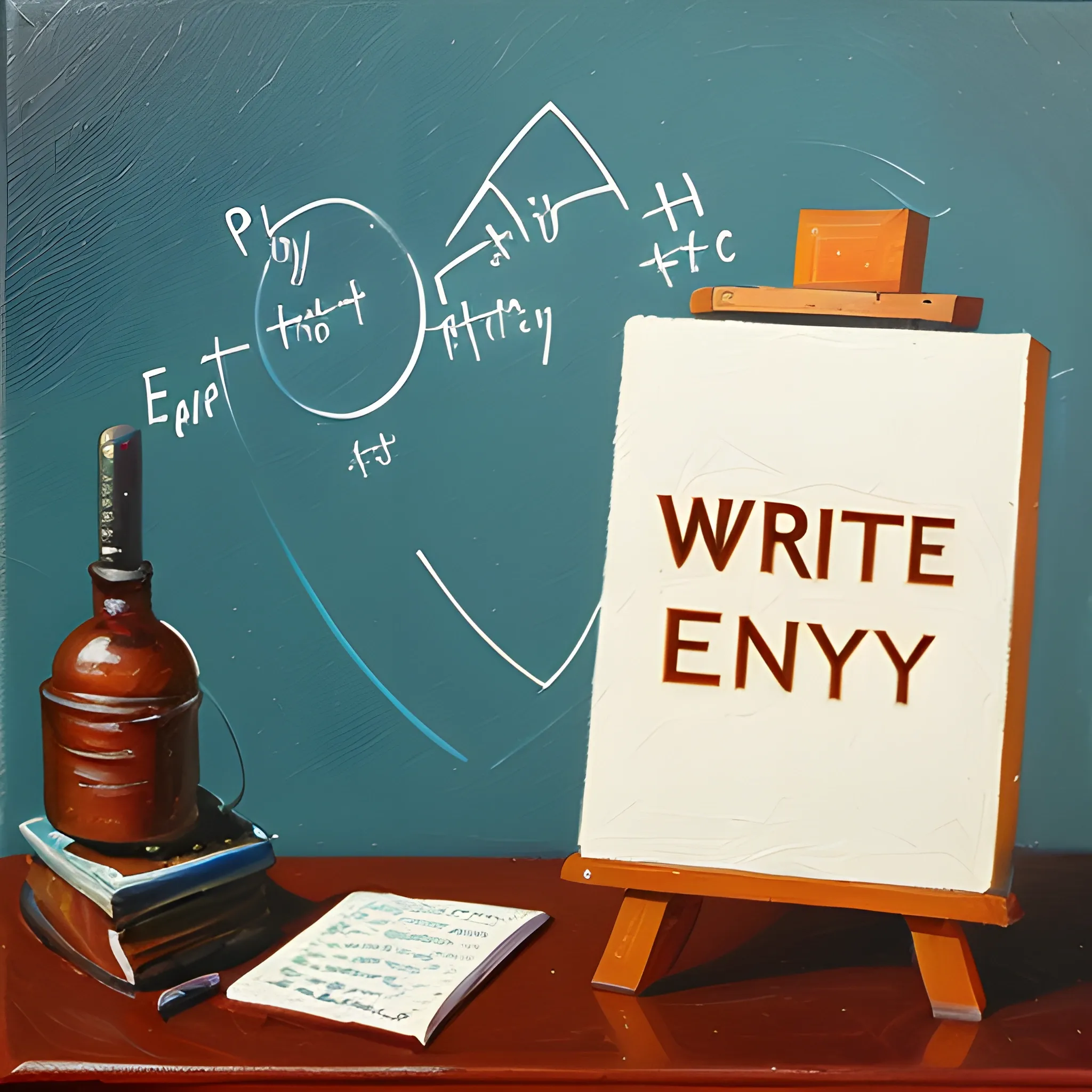 Write enjoy physics, Oil Painting