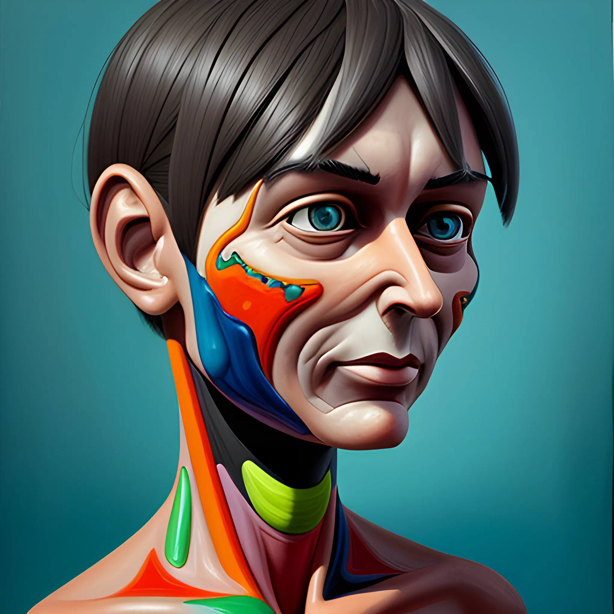 human, 3D, Cartoon, Oil Painting