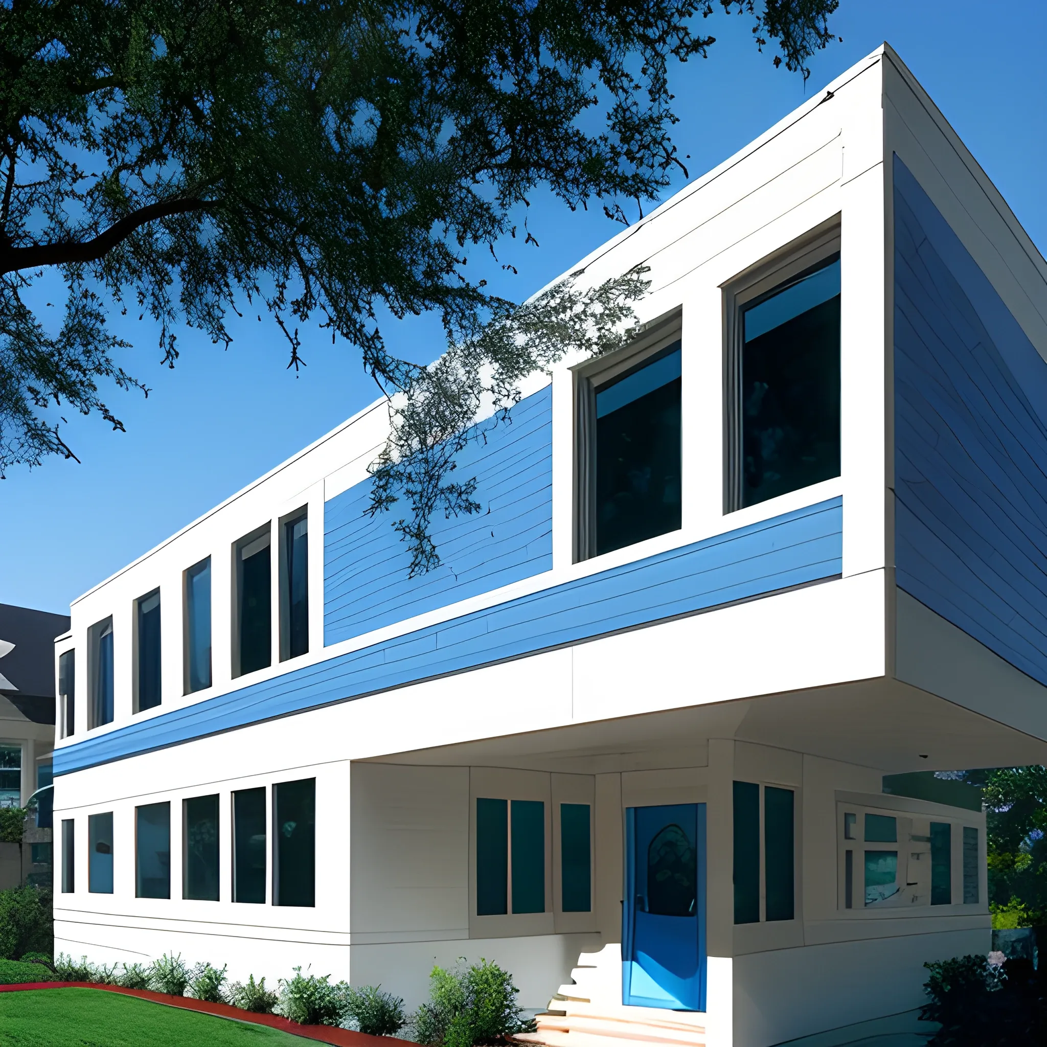 American architecture,Stroke style,blue,