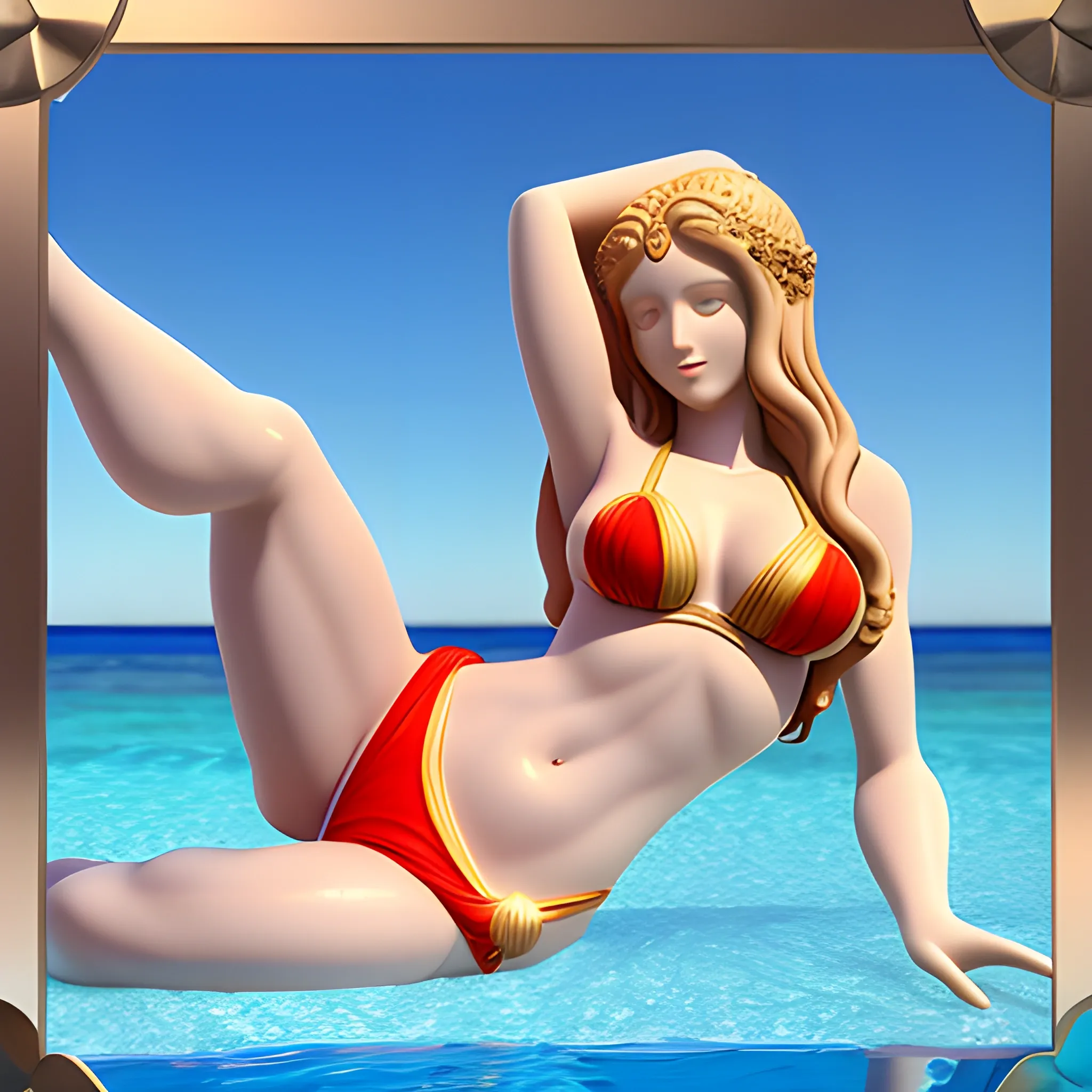 aphrodite, goddess of love, bikini, 3D