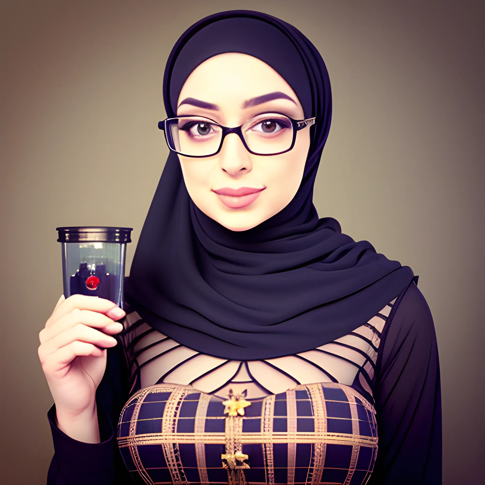 Sexy hijab queen wearing nerdy glass - Arthub.ai