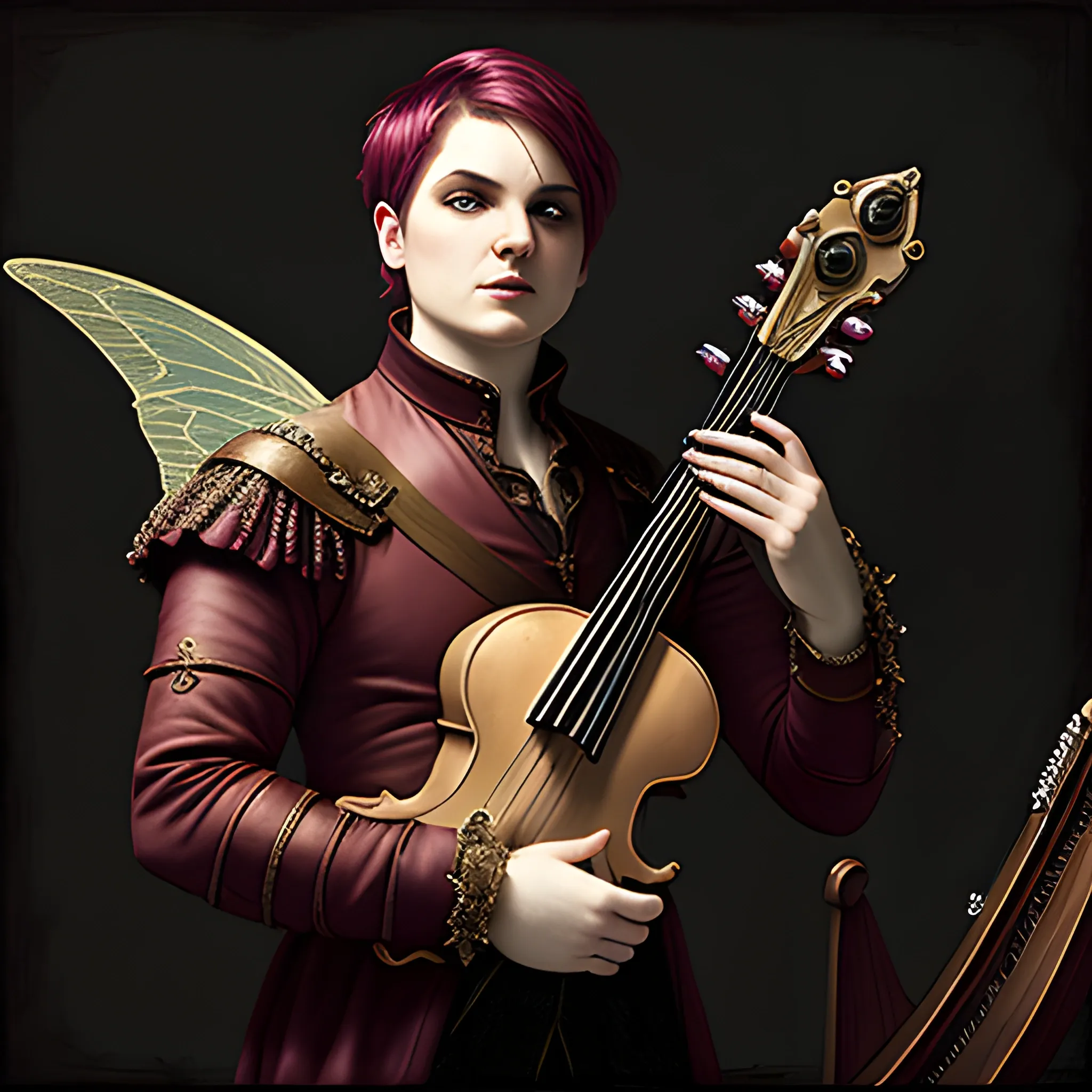 Renaissance painting of Gerard Way as a fantasy fairy, dnd, port ...
