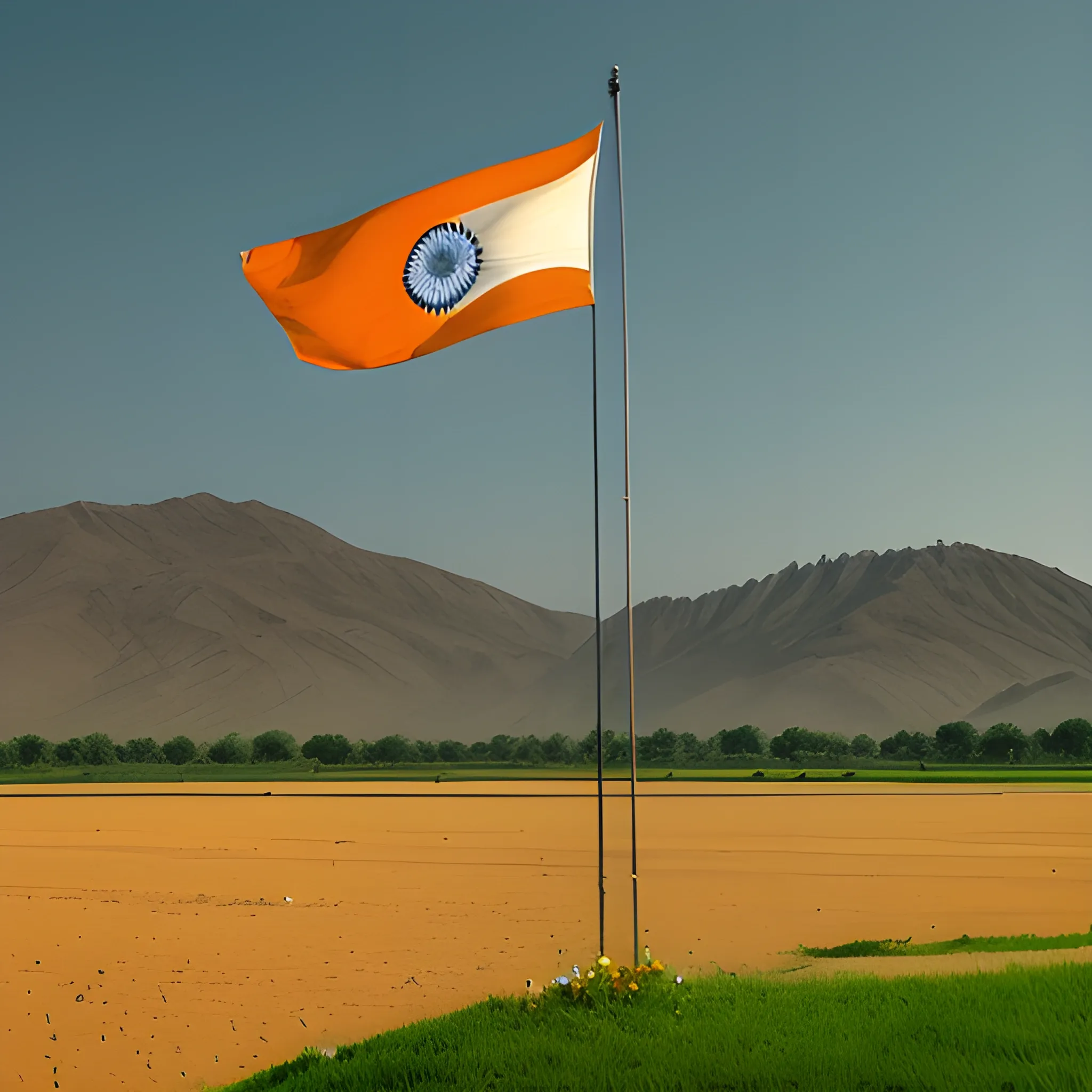 The indian flag on a landscape