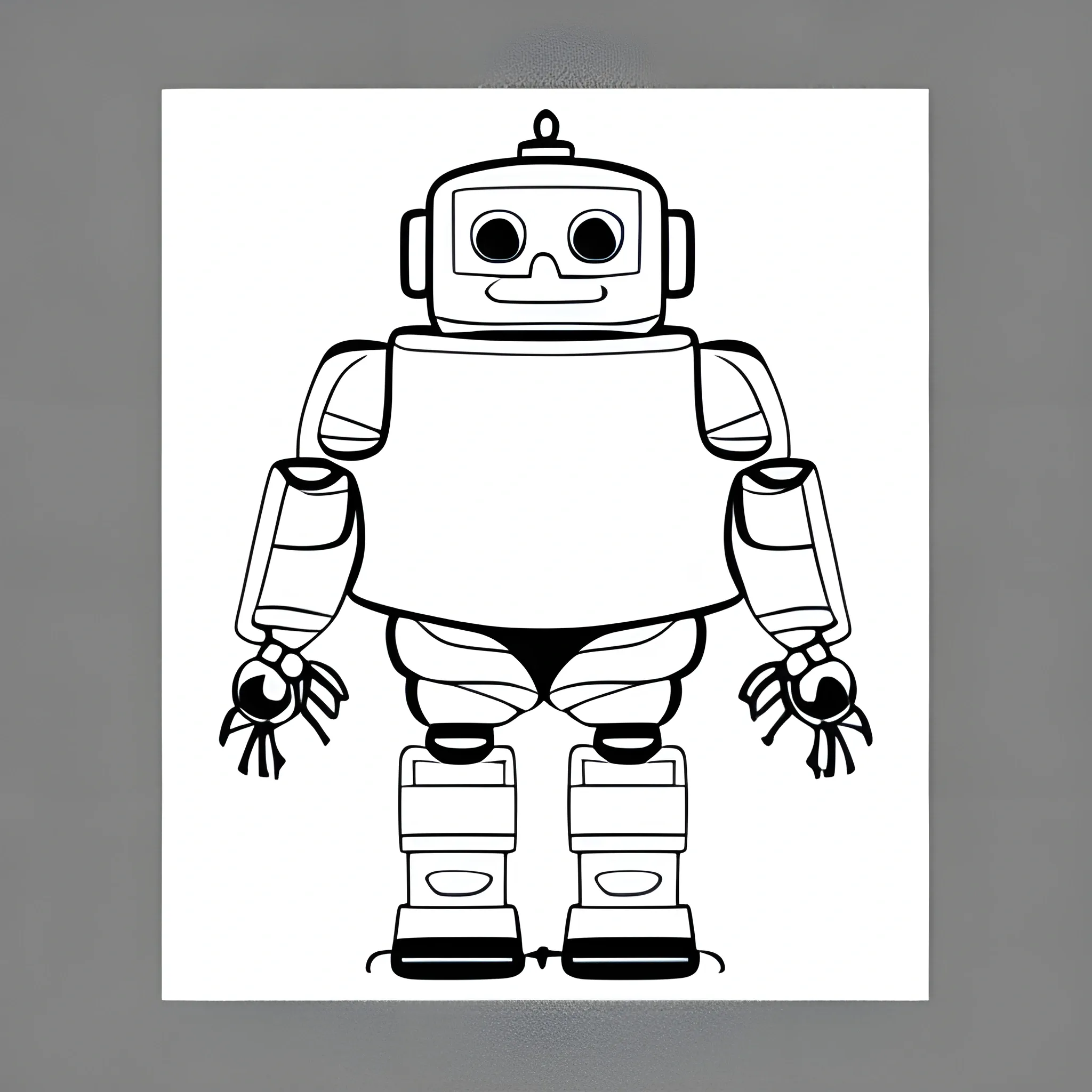 full body, robot coloring book page, white background, coloring style, (((((white background))))), only use outline., line art, clean line art, white background,