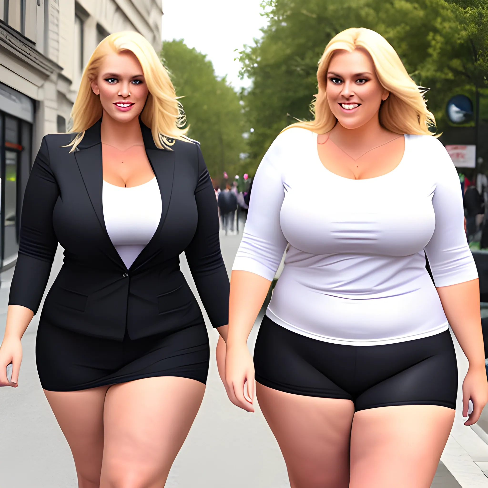 large and tall friendly blonde plus size girl with broad shoulde
