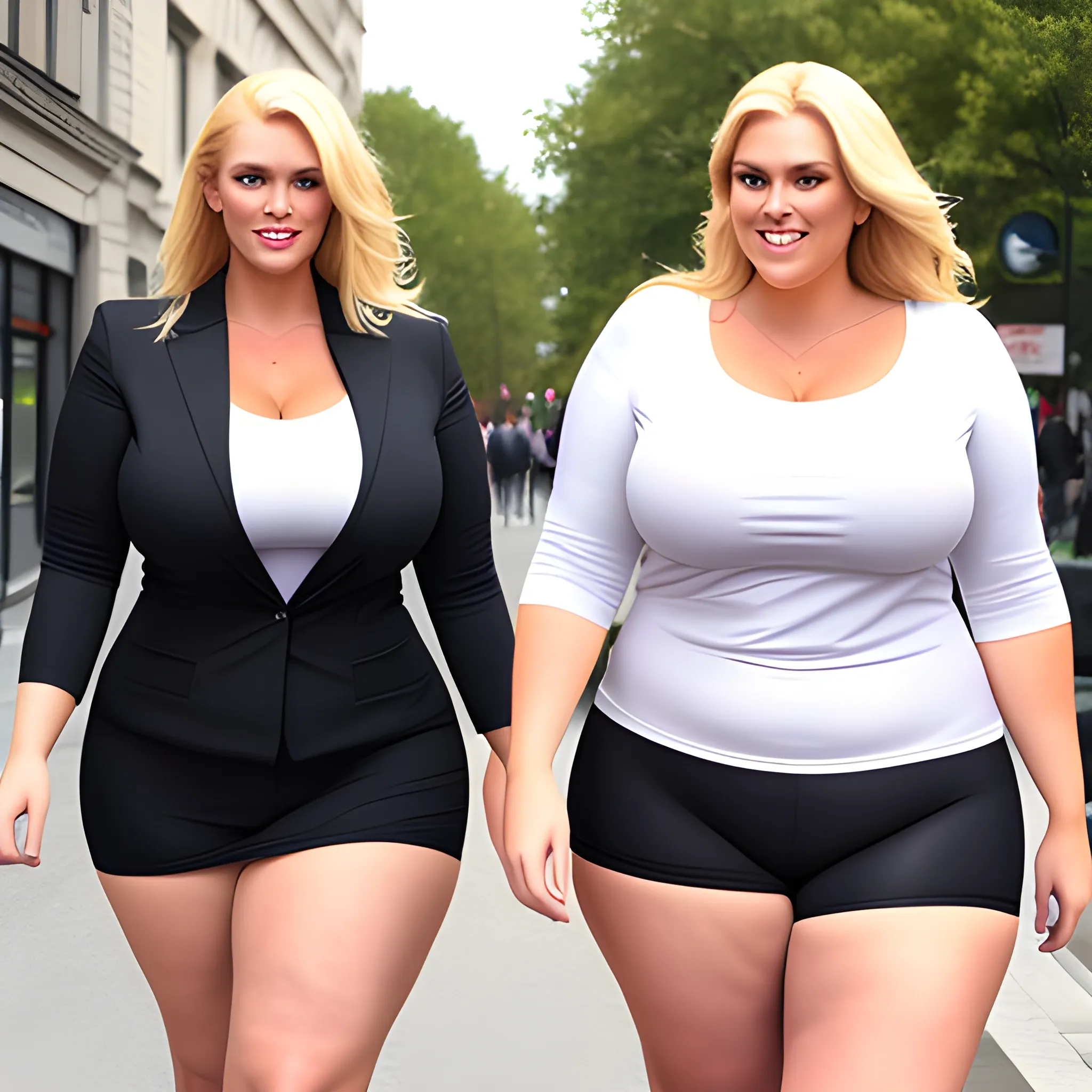 large and tall friendly blonde plus size girl with broad shoulde 