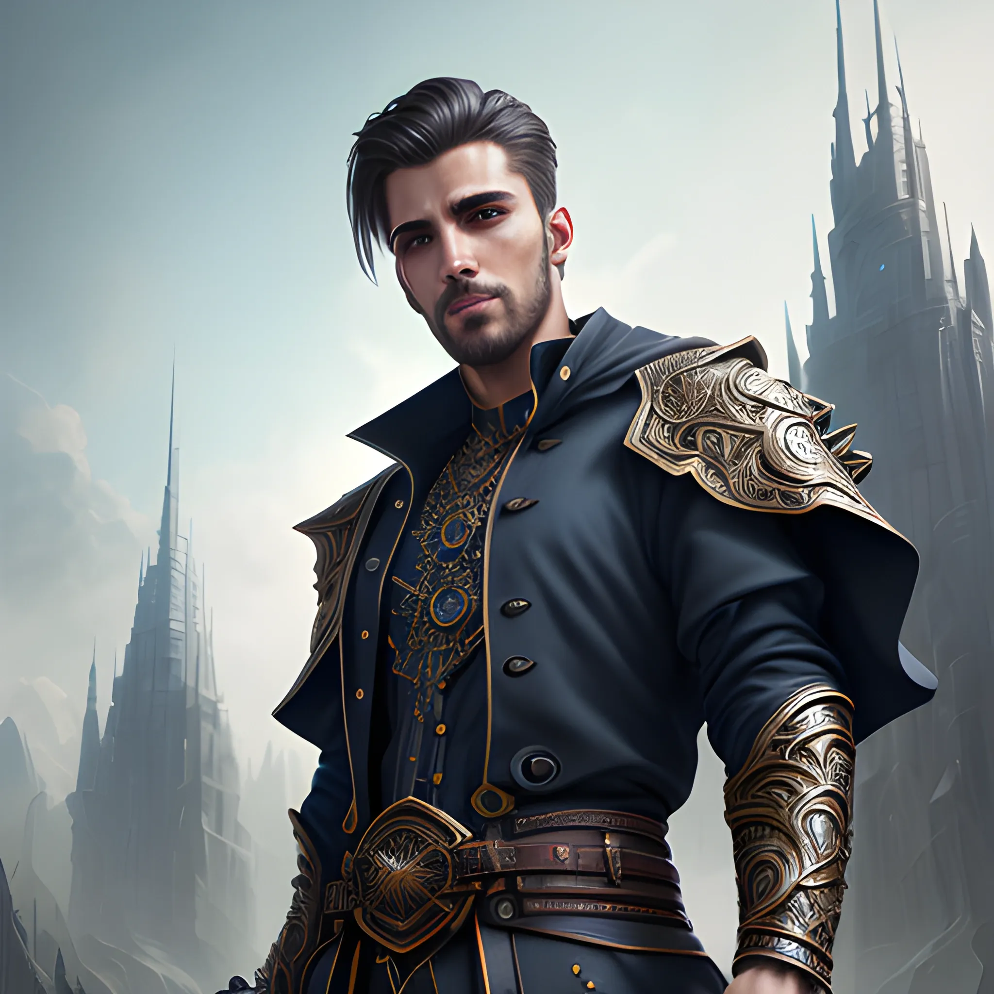 modern mage, handsome, good looking man, view above waist, 8k, high resolution, high quality, photorealistic, hyperrealistic, detailed, detailed matte painting, deep color, fantastical, intricate detail, splash screen, complementary colors, fantasy concept art, 8k resolution trending on Artstation Unreal Engine