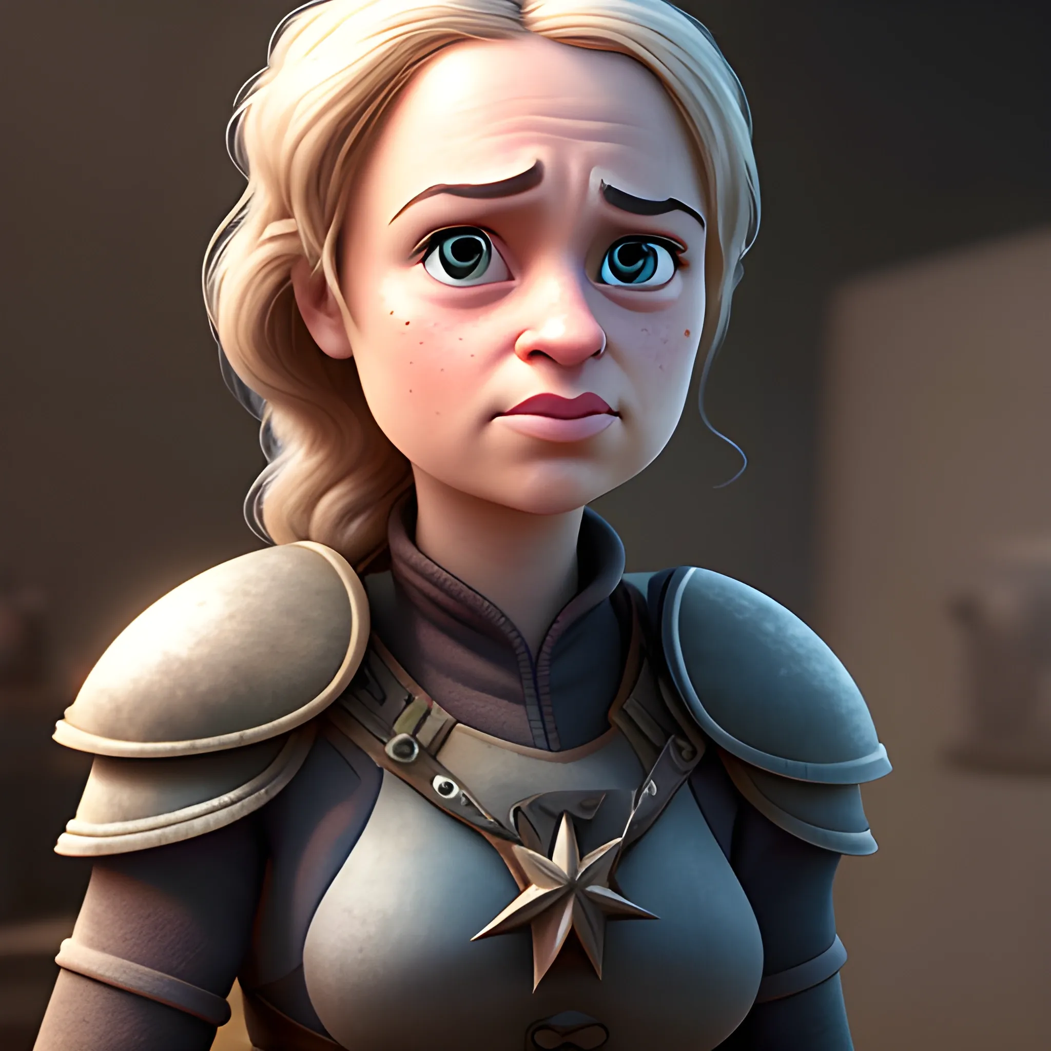 screenshot of Emila Clarke in a pixar movie. 3 d rendering. unreal engine. amazing likeness. very detailed. cartoon caricature.