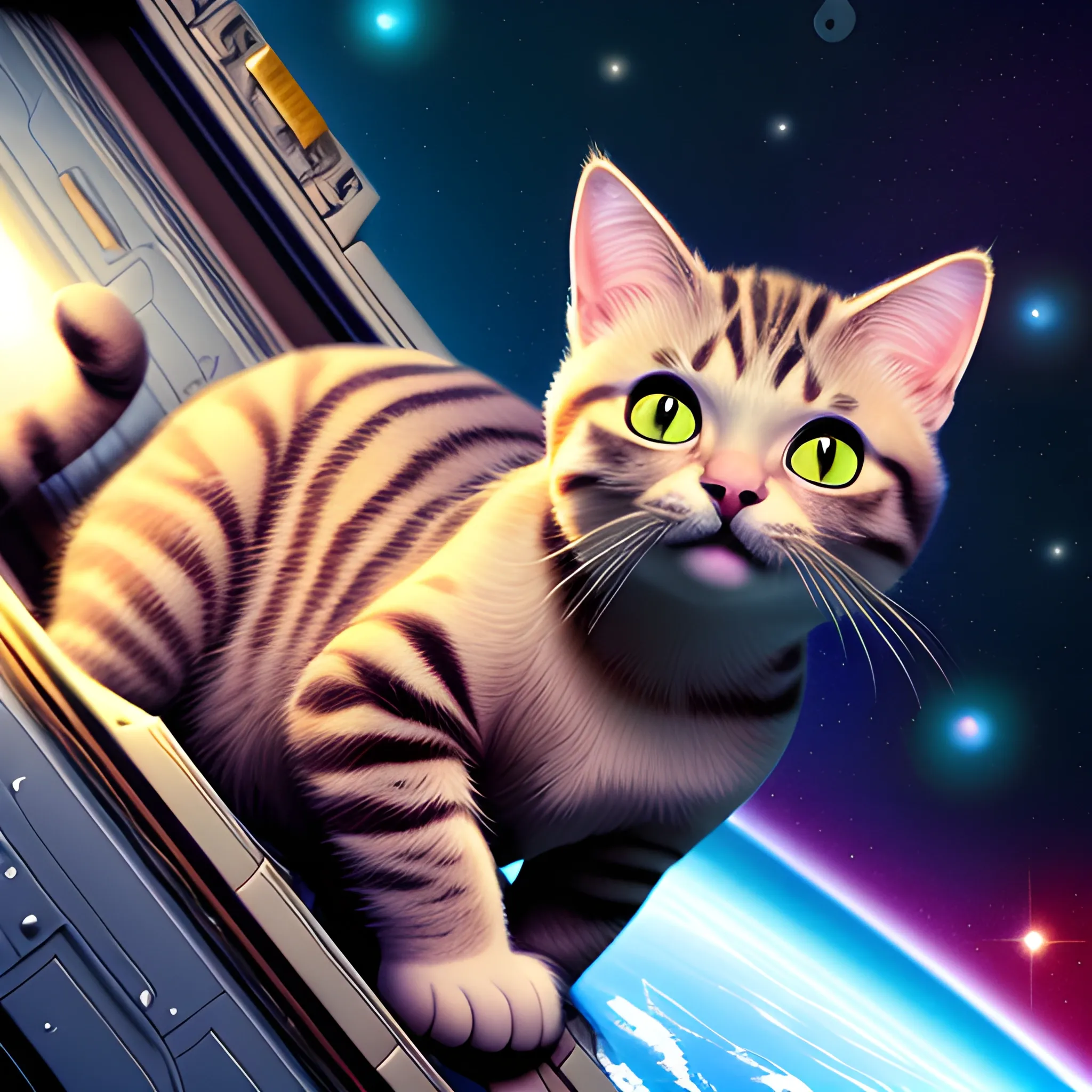 Cat in space , Cartoon 4k