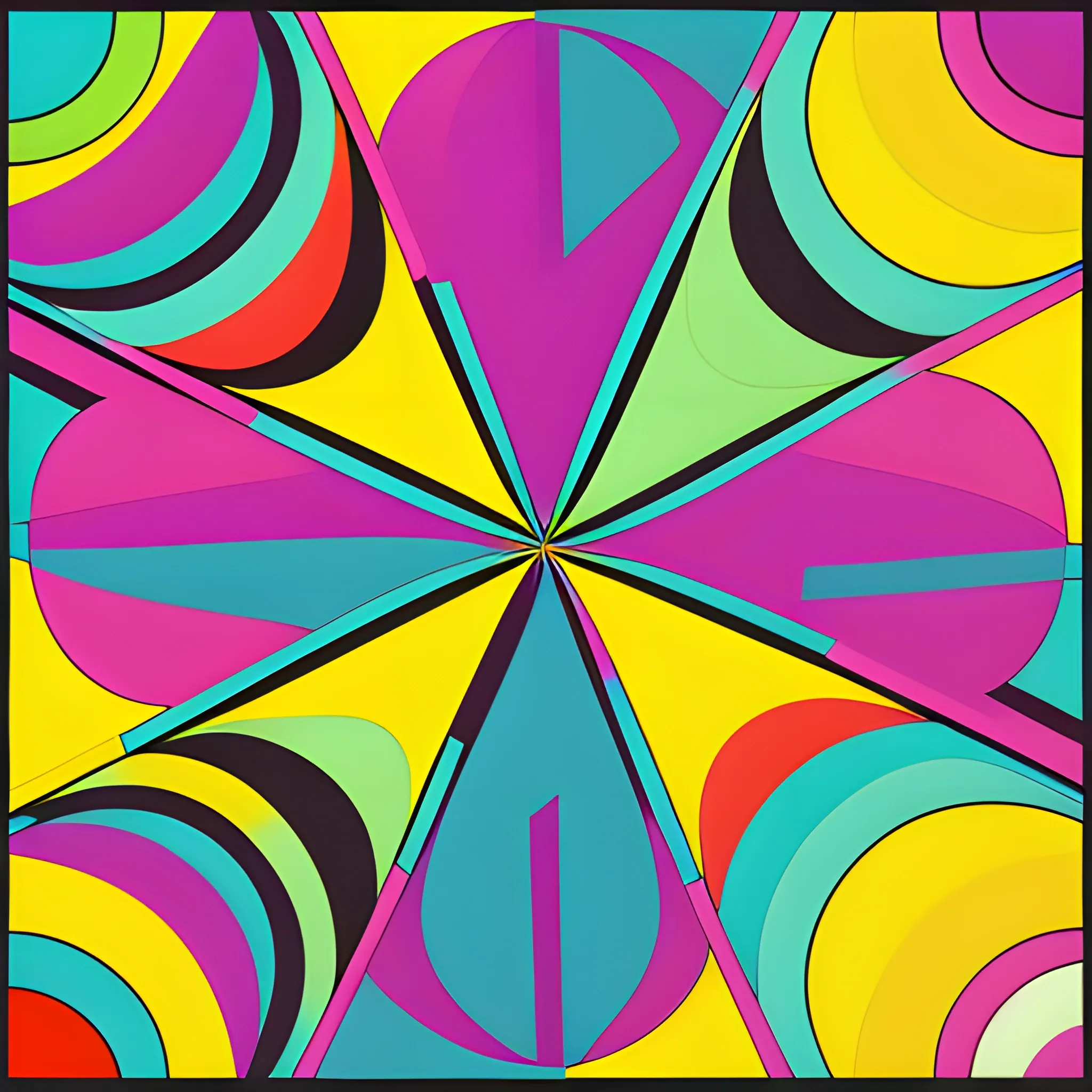 Colorful Abstract Patterns In The Style Of Pop Art Mid century 