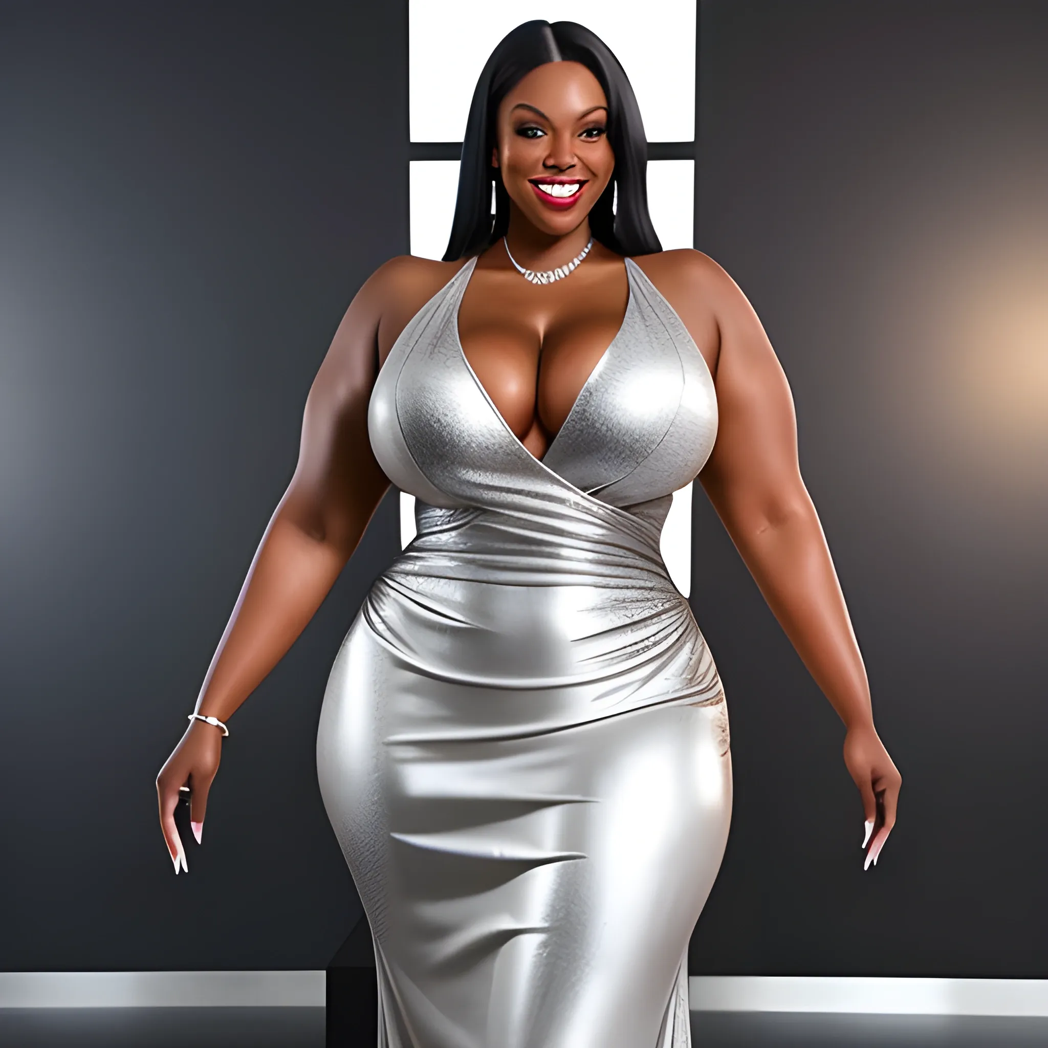 very tall plus size muscular black girl with small head, very br