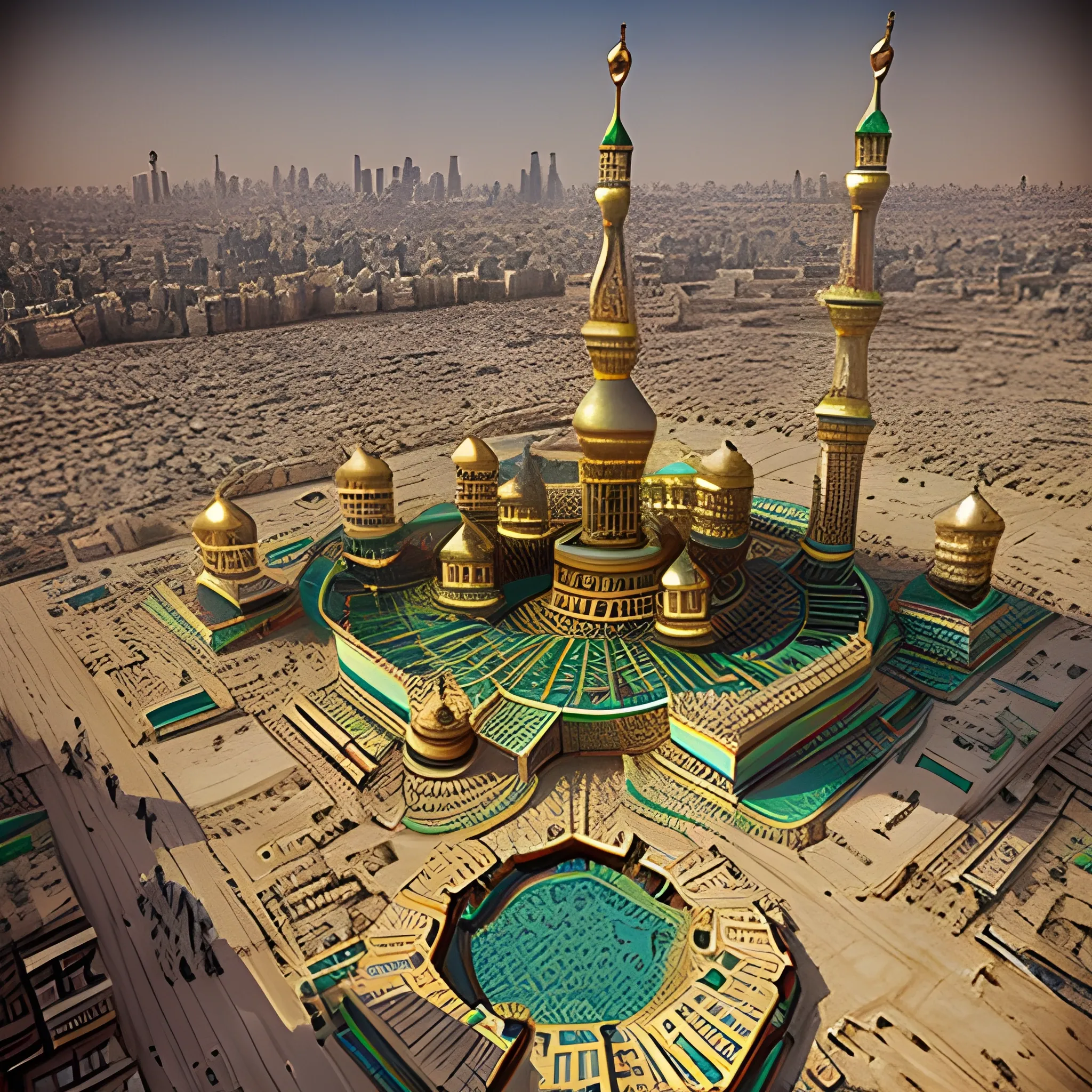 The city of Karbala and between the two holy shrine, 3D