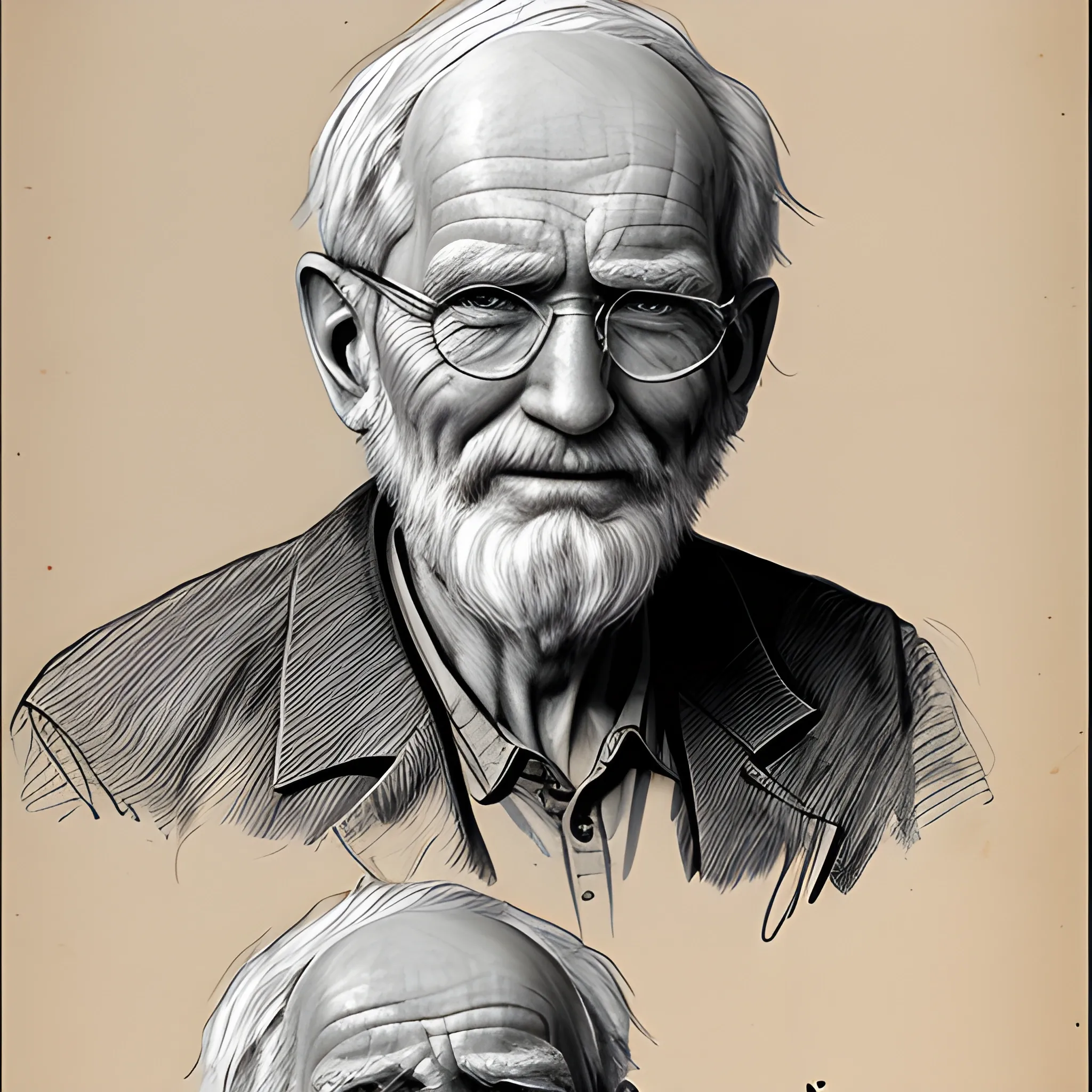 Sketch, an old man, most details