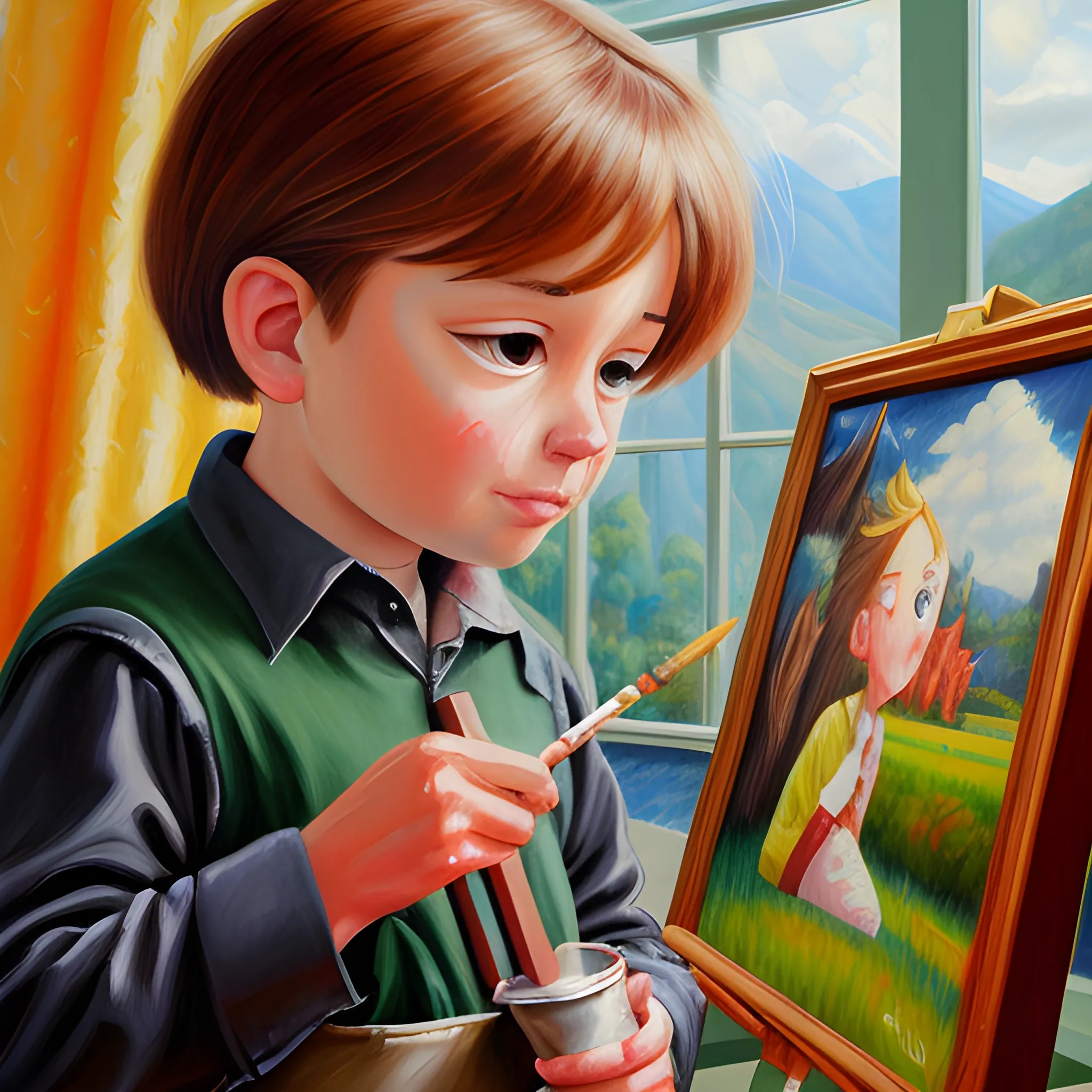 , Cartoon, Oil Painting, Oil Painting