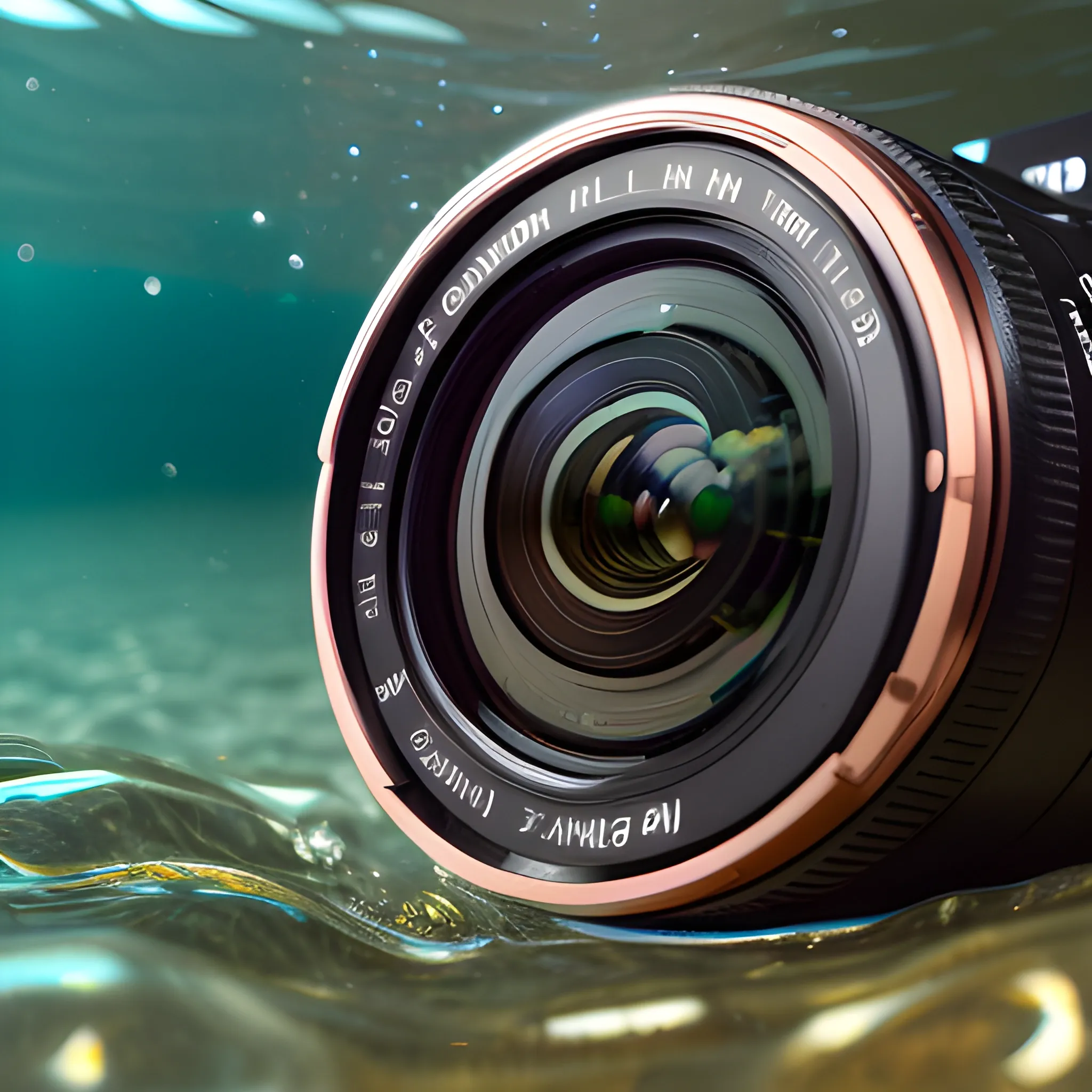 ull frame dslr camera (e.g.canon eos 5d mark IV or nikon e850) lens: wide angle lens (e.g.e canon ef 16-35 mm f/2.8l III) 
copper nuggets gleaming in the water ancient