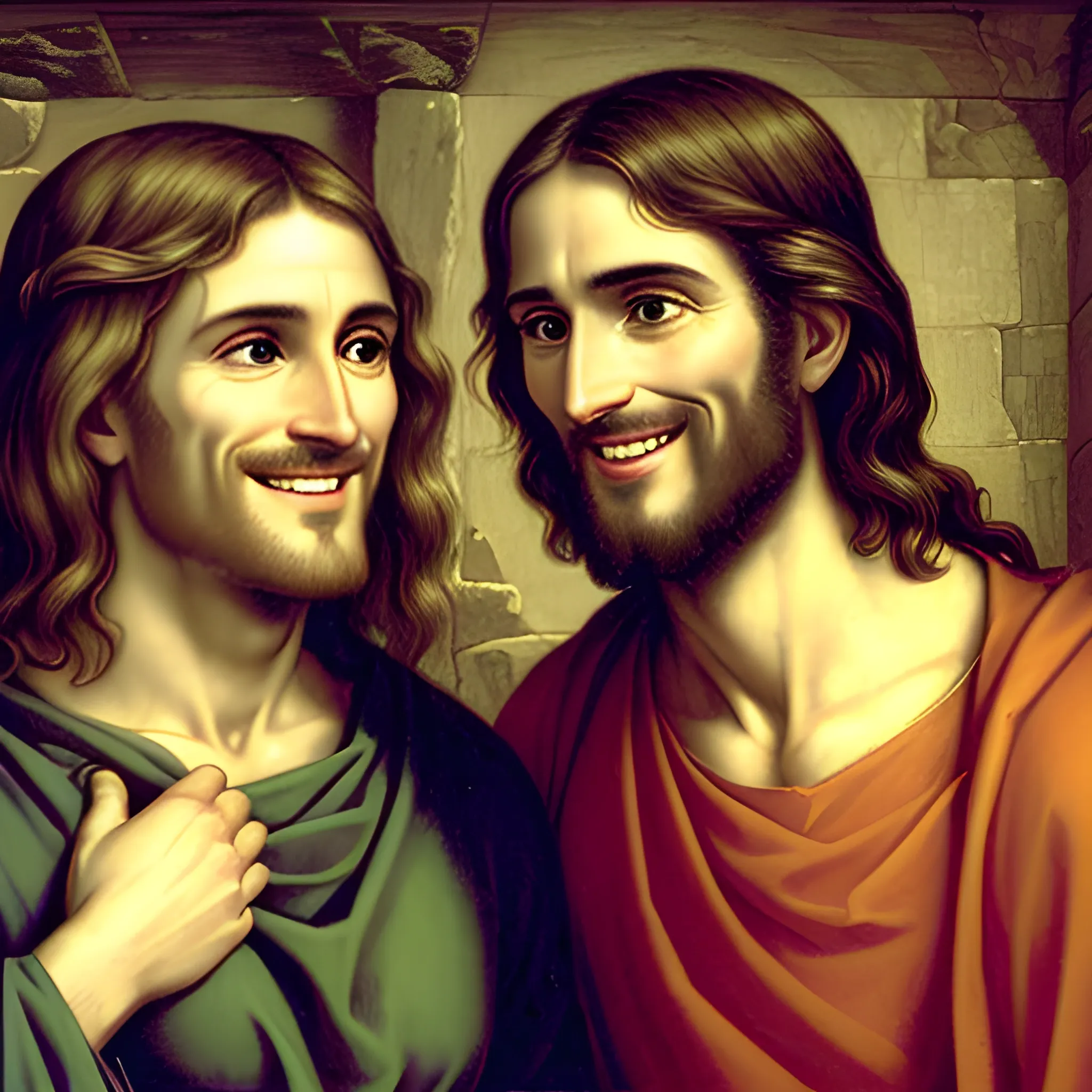 A picture of Judas smiling at jesus