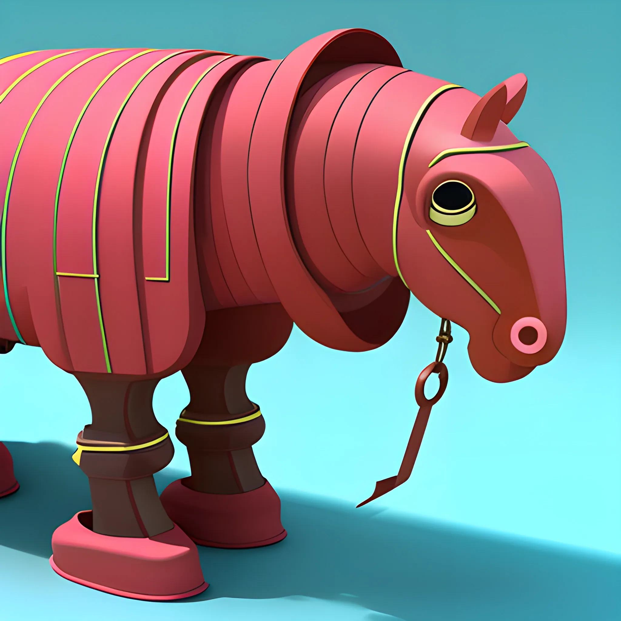 Mocasines y una graciosa corbata con forma de caballito en un zoológico, arte digital, premiada, 3D