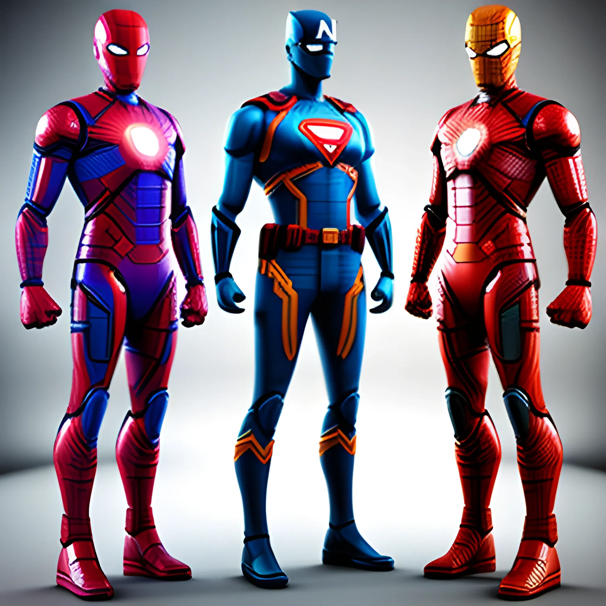 AI superhero take marvel character as example,  3D