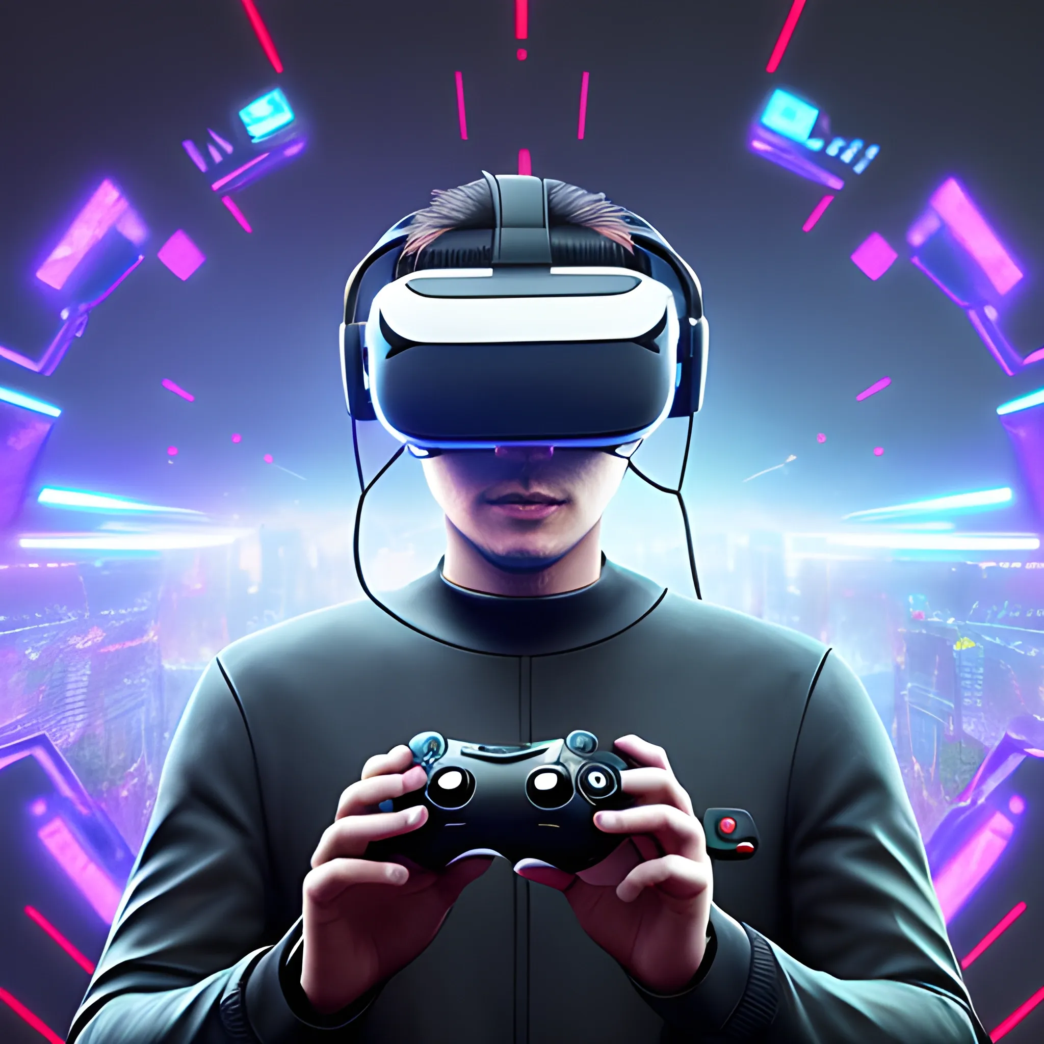 Video game player, futuristic, virtual reality,