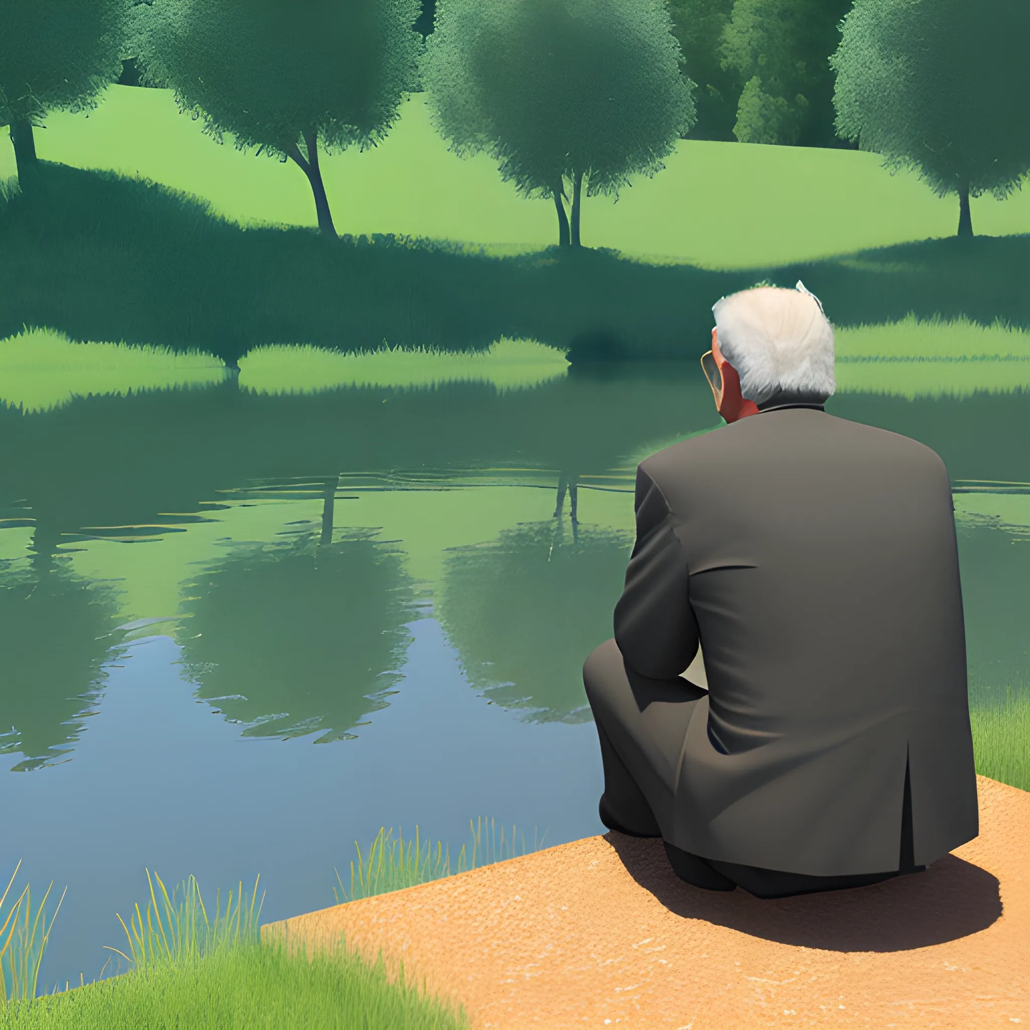 The old man by the lake, 3D